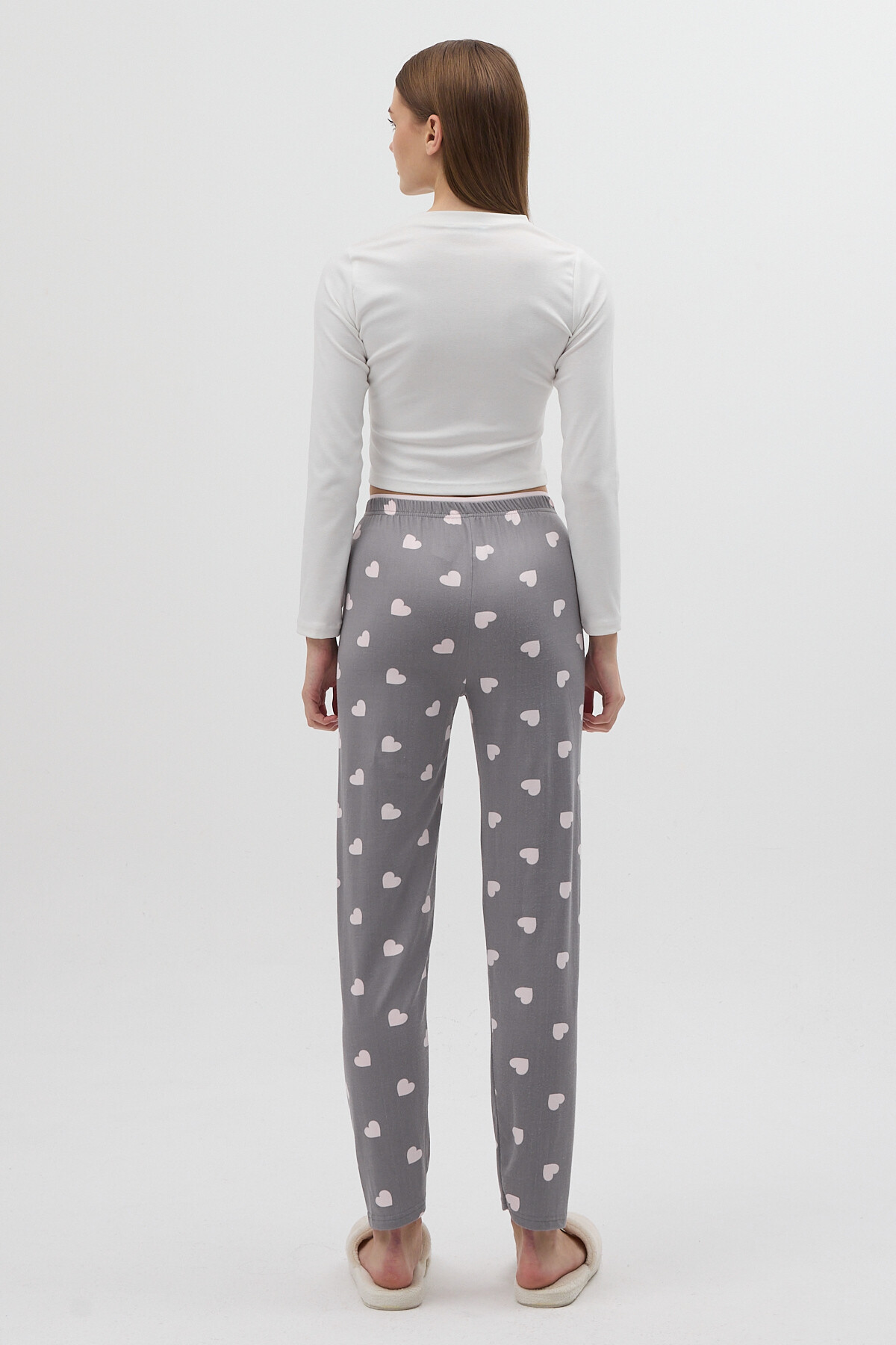 Gri Kalp Desenli Kadın Pijama Altı 4530 - 4