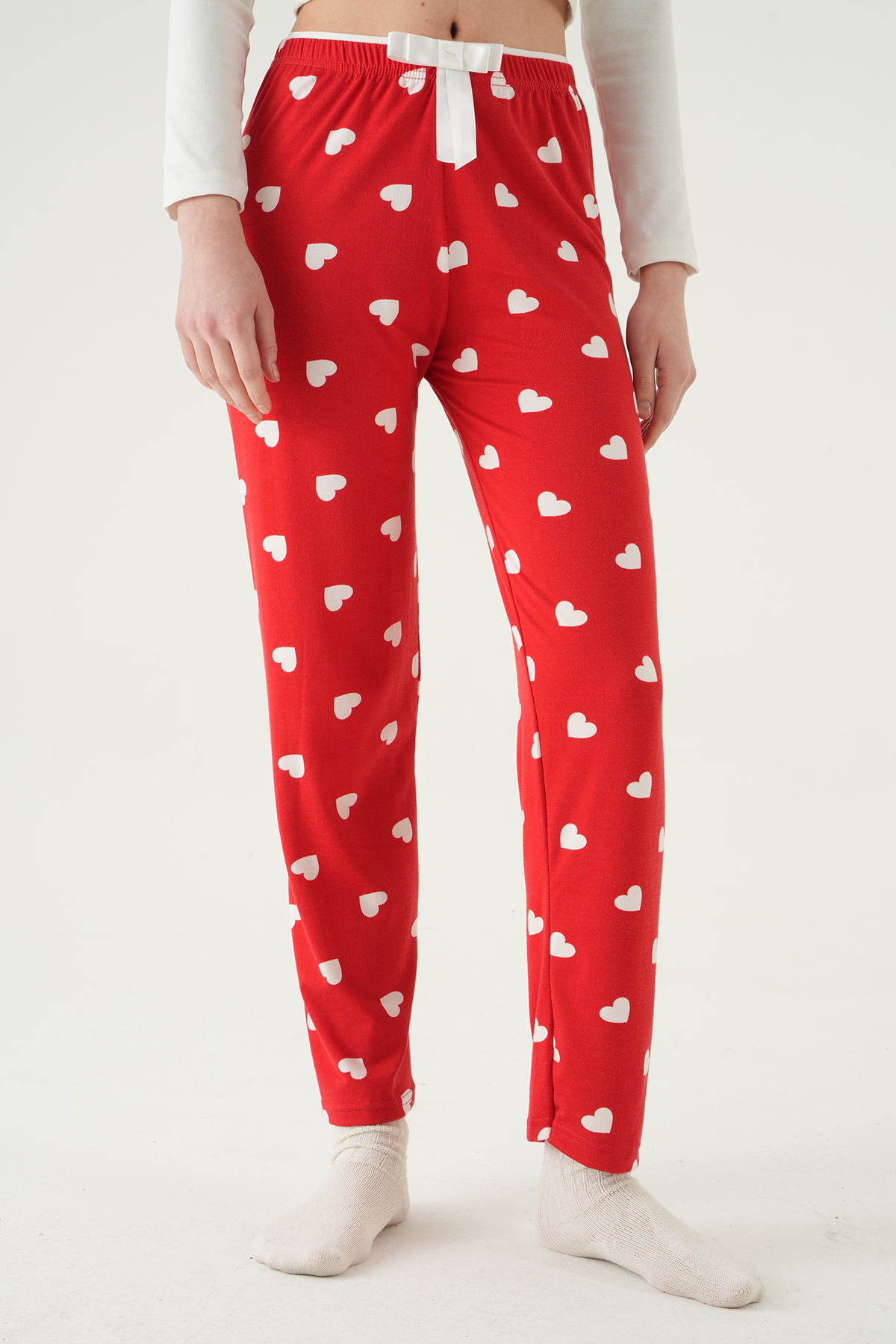 4530 Kalp Desen Pijama Altı Kırmızı - RAYS