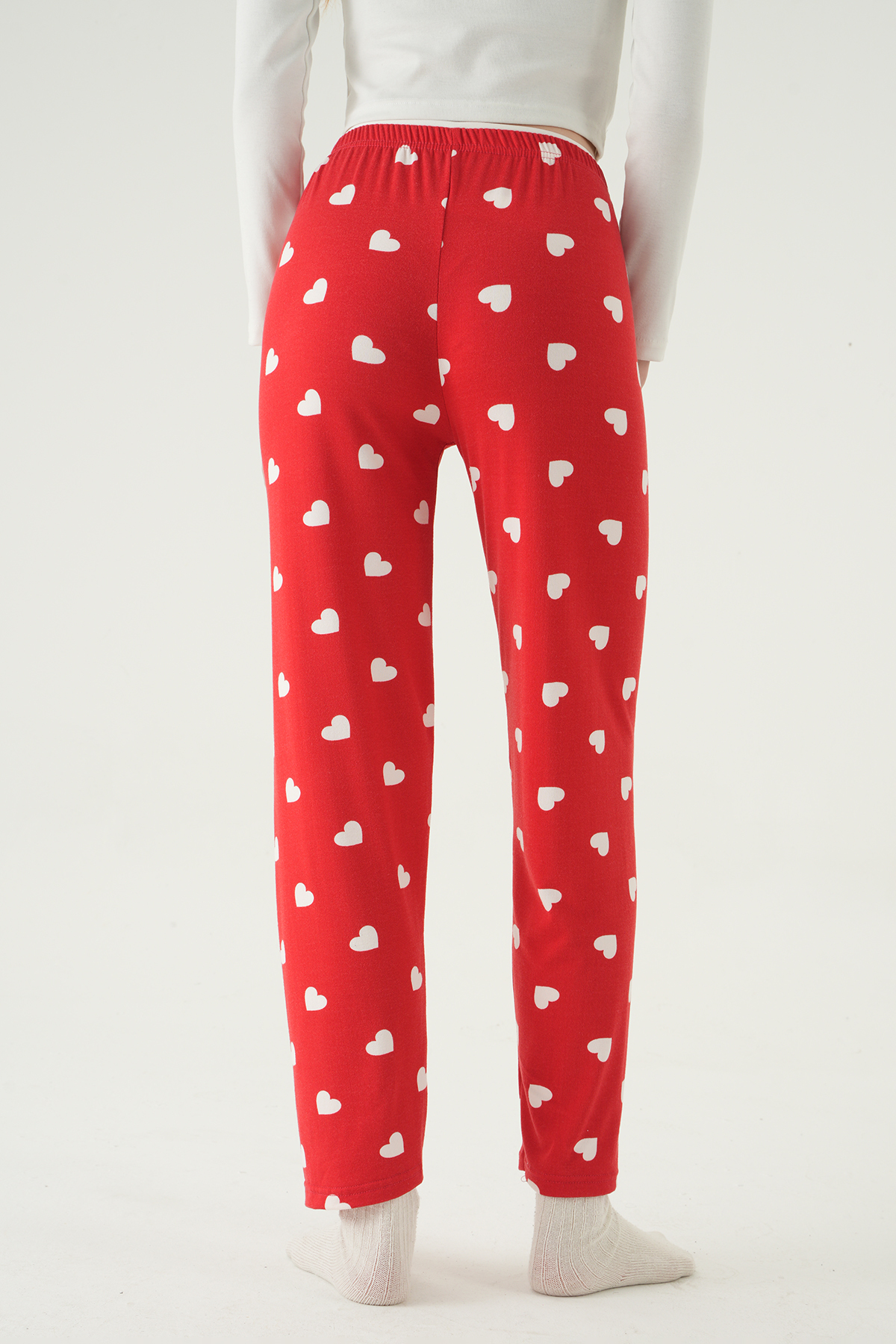 Kırmızı Kalp Desen Pijama 4530 - 5