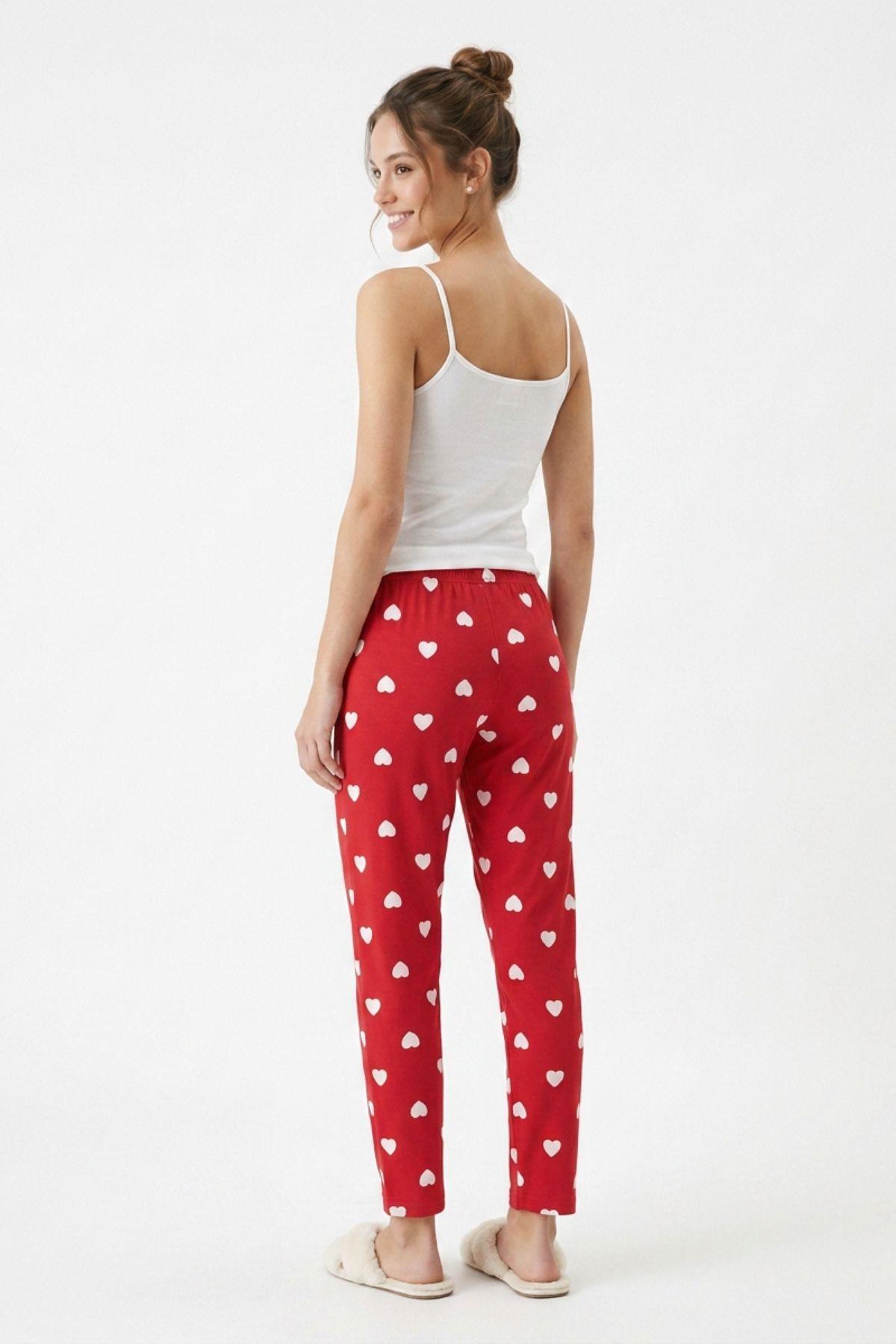 Kırmızı Kalp Desen Pijama 4530 - RAYS