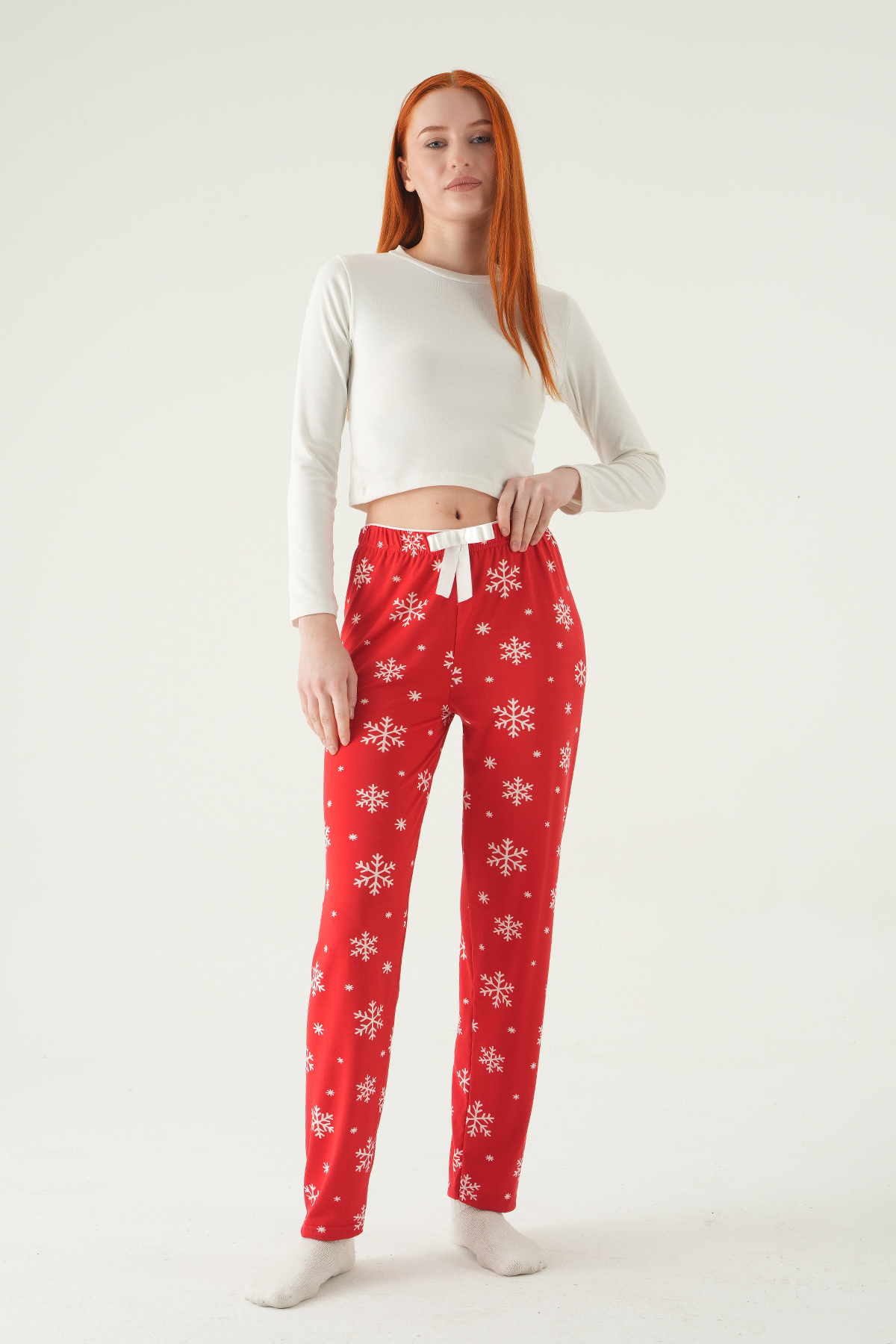 Kırmızı Kar Desen Pijama 4531 - RAYS