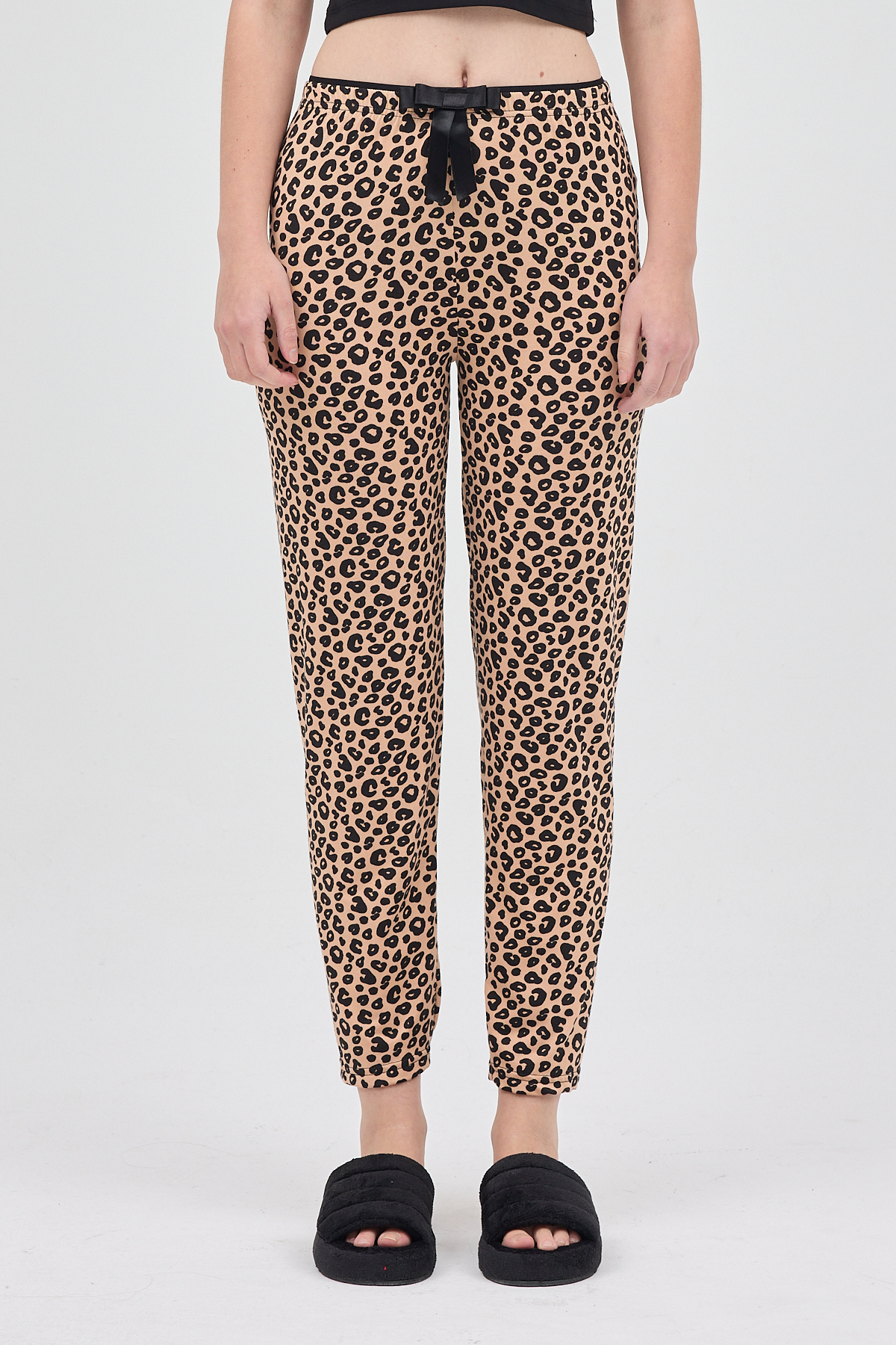 Kahve Leopar Desenli Kadın Pijama Altı 4532 - 2