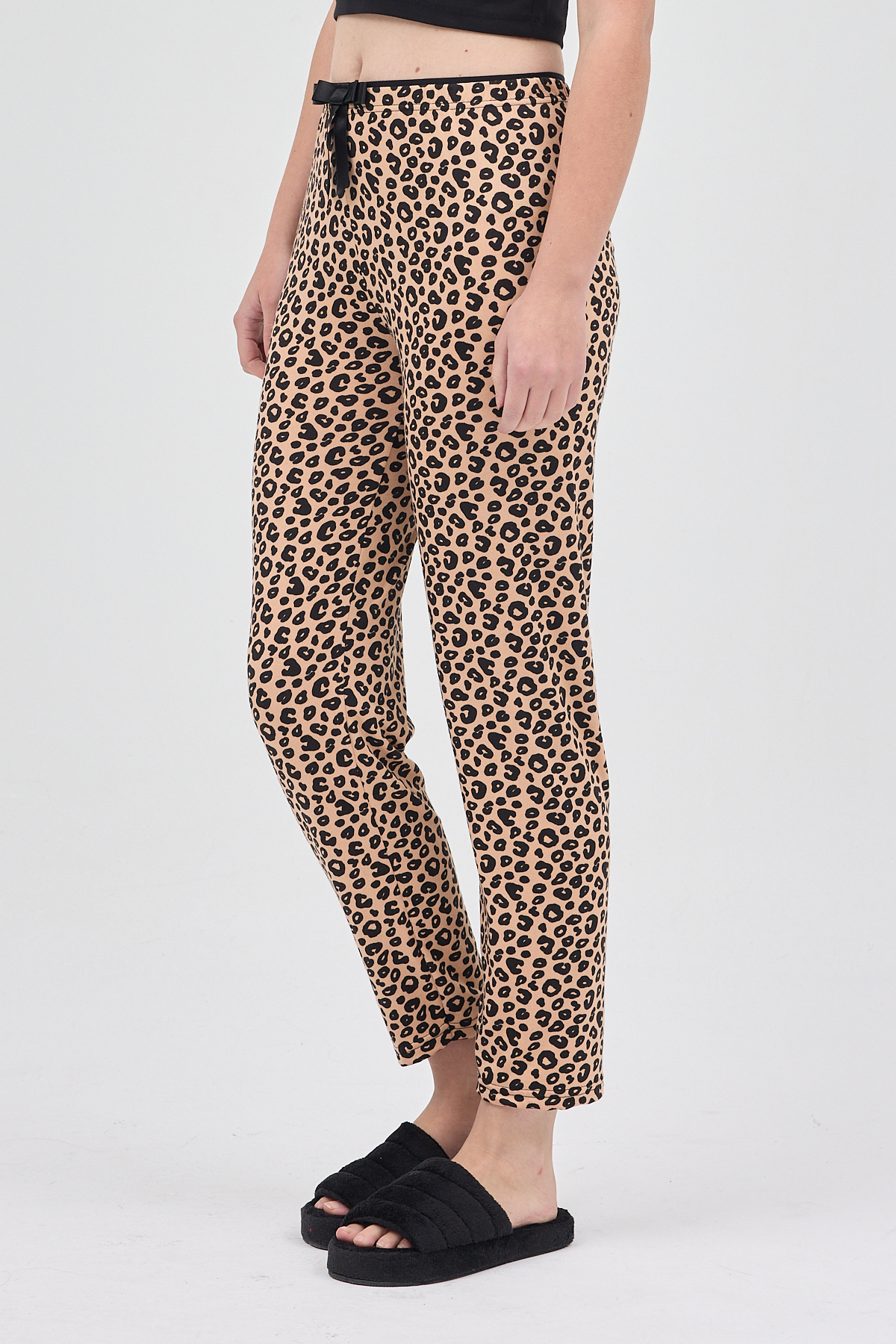 Kahve Leopar Desenli Kadın Pijama Altı 4532 - RAYS
