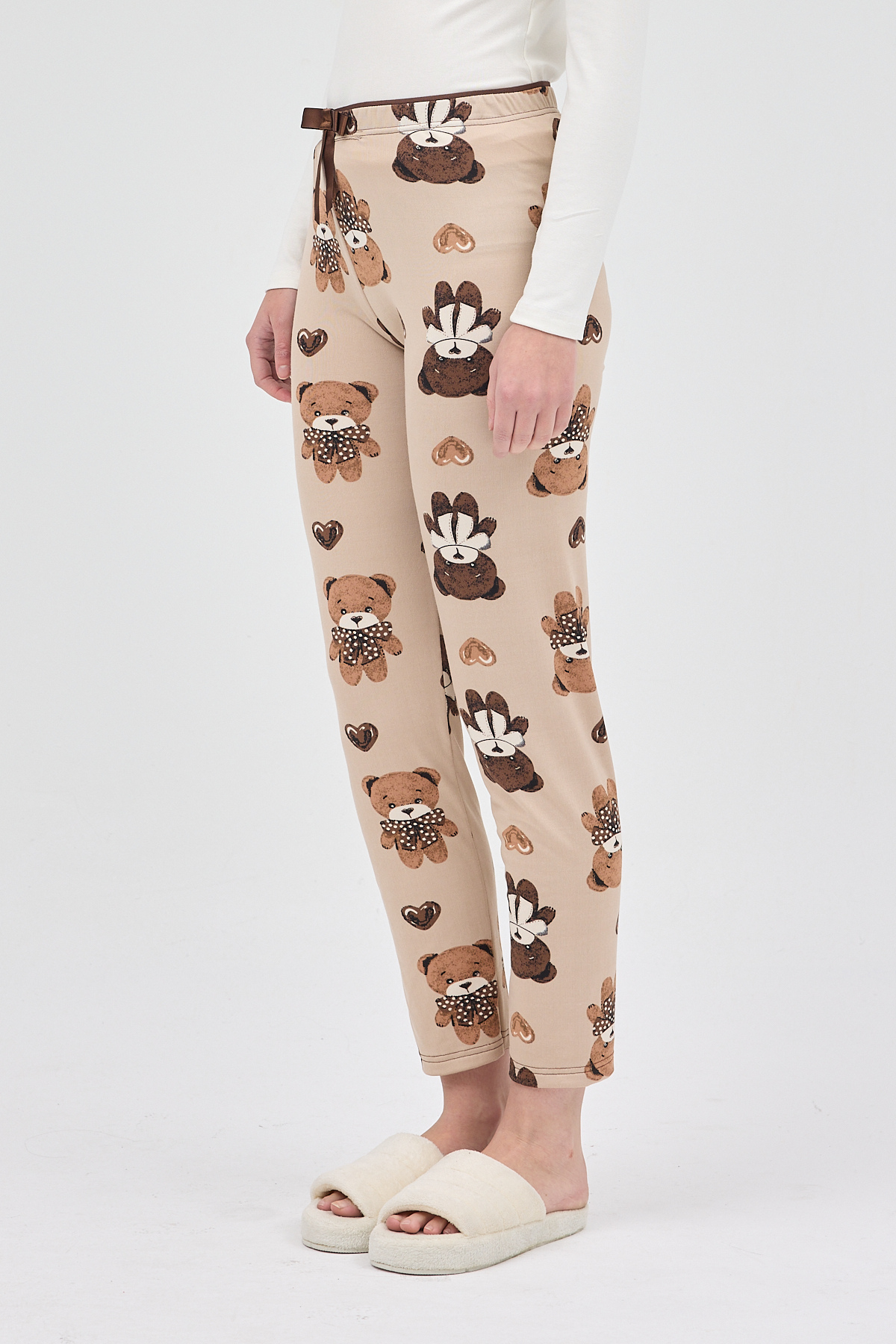 Koyu Bej Desenli Kadın Pijama 4535 - 3