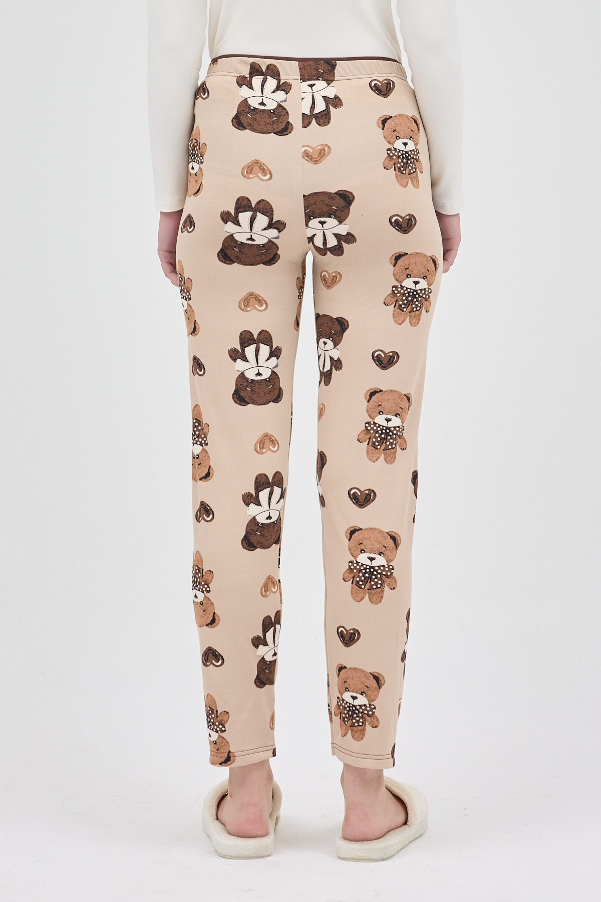 Koyu Bej Desenli Kadın Pijama 4535 - 5