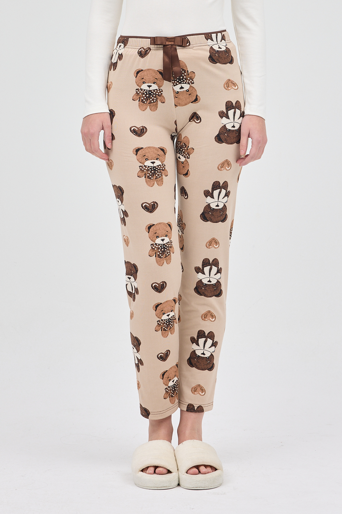 Koyu Bej Desenli Kadın Pijama 4535 - 2