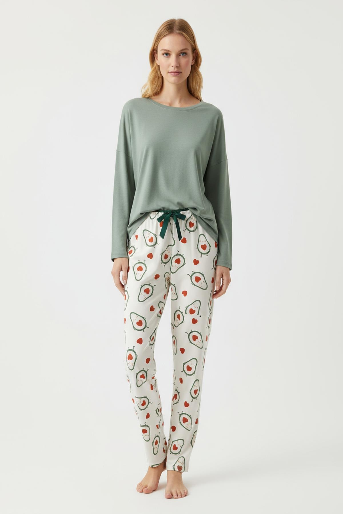 4538 Avakoda Desen Pijama Ekru - 1