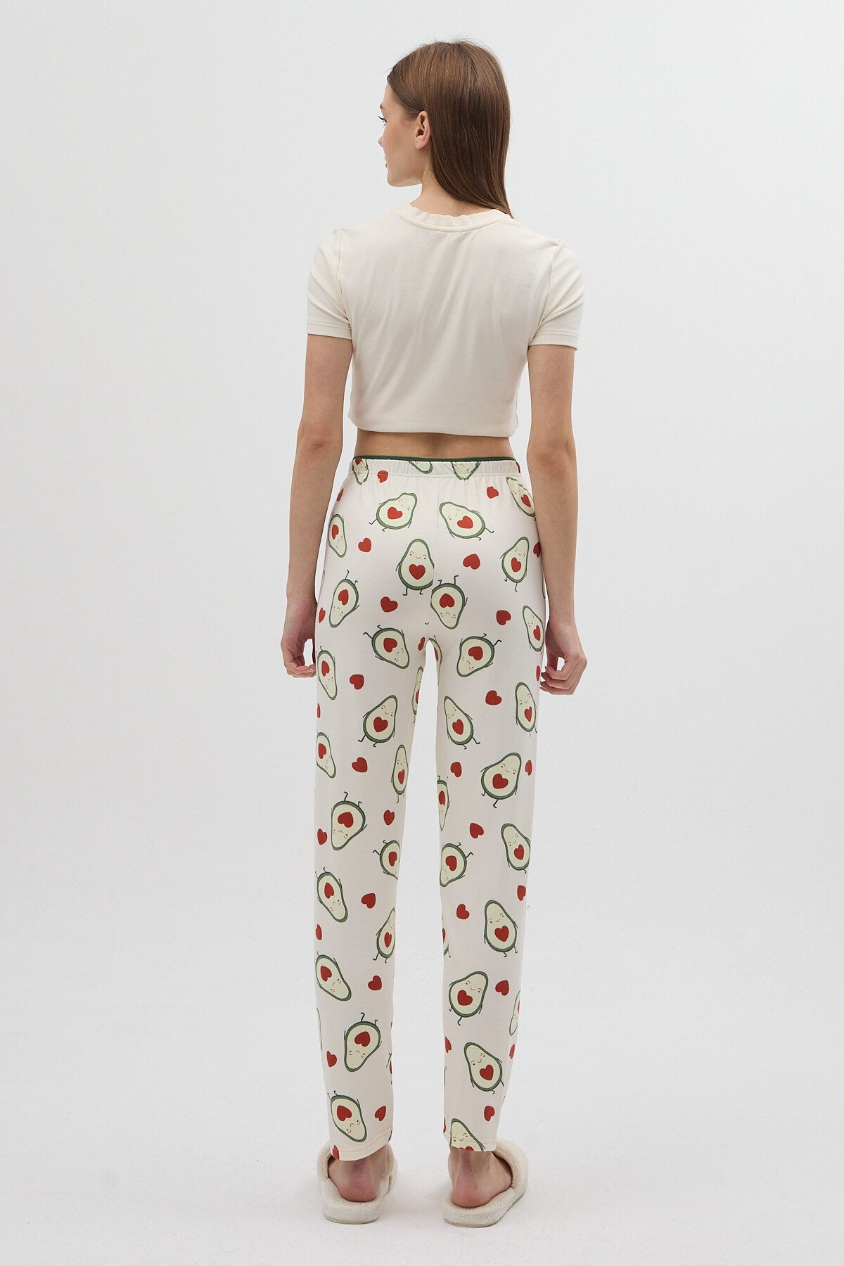Ekru Avokado Desenli Kadın Pijama Altı 4538 - 5