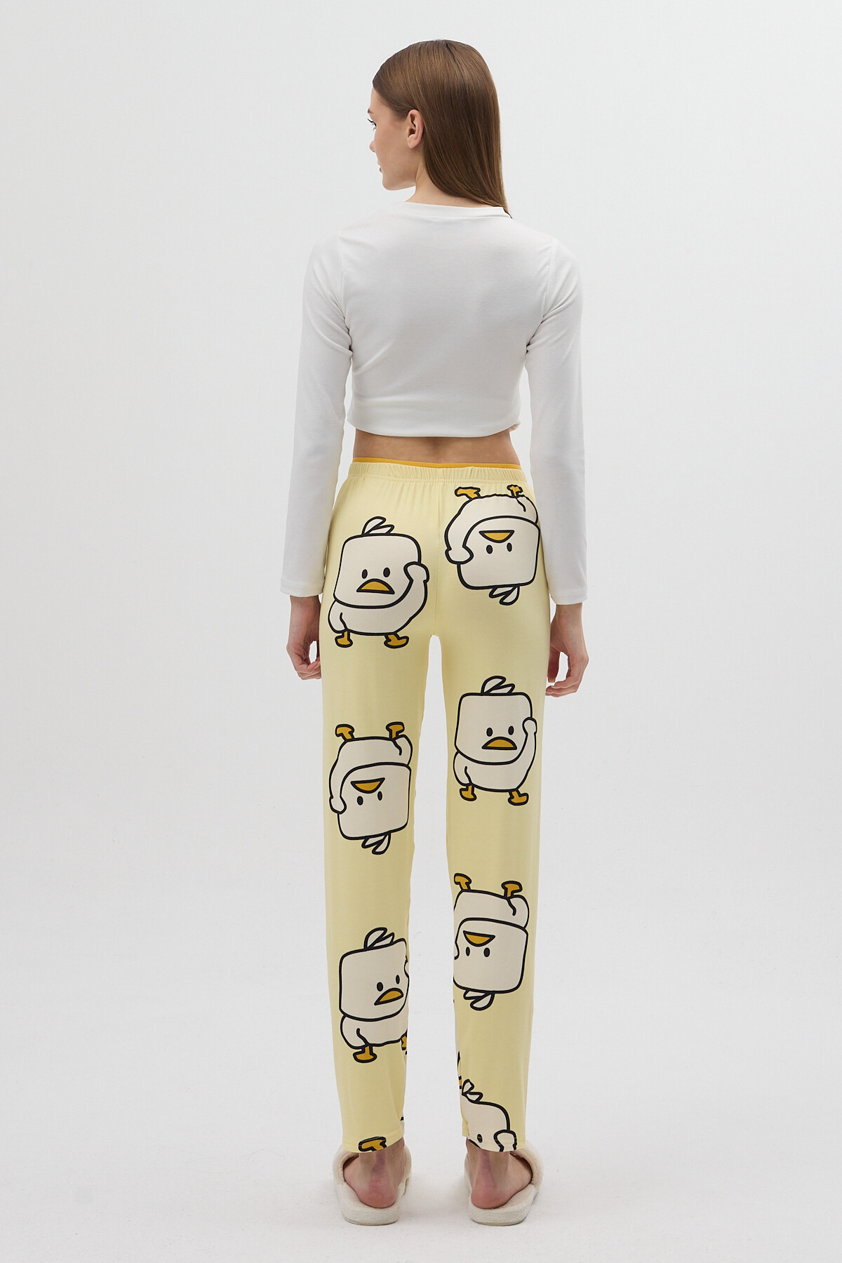 Sarı Ördek Desenli Kadın Pijama Altı 4540 - 4