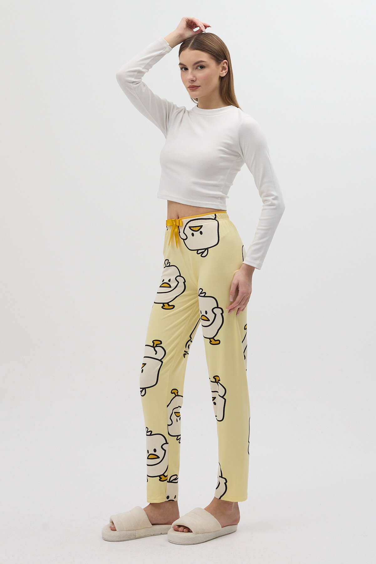 Sarı Ördek Desenli Kadın Pijama Altı 4540 - 3