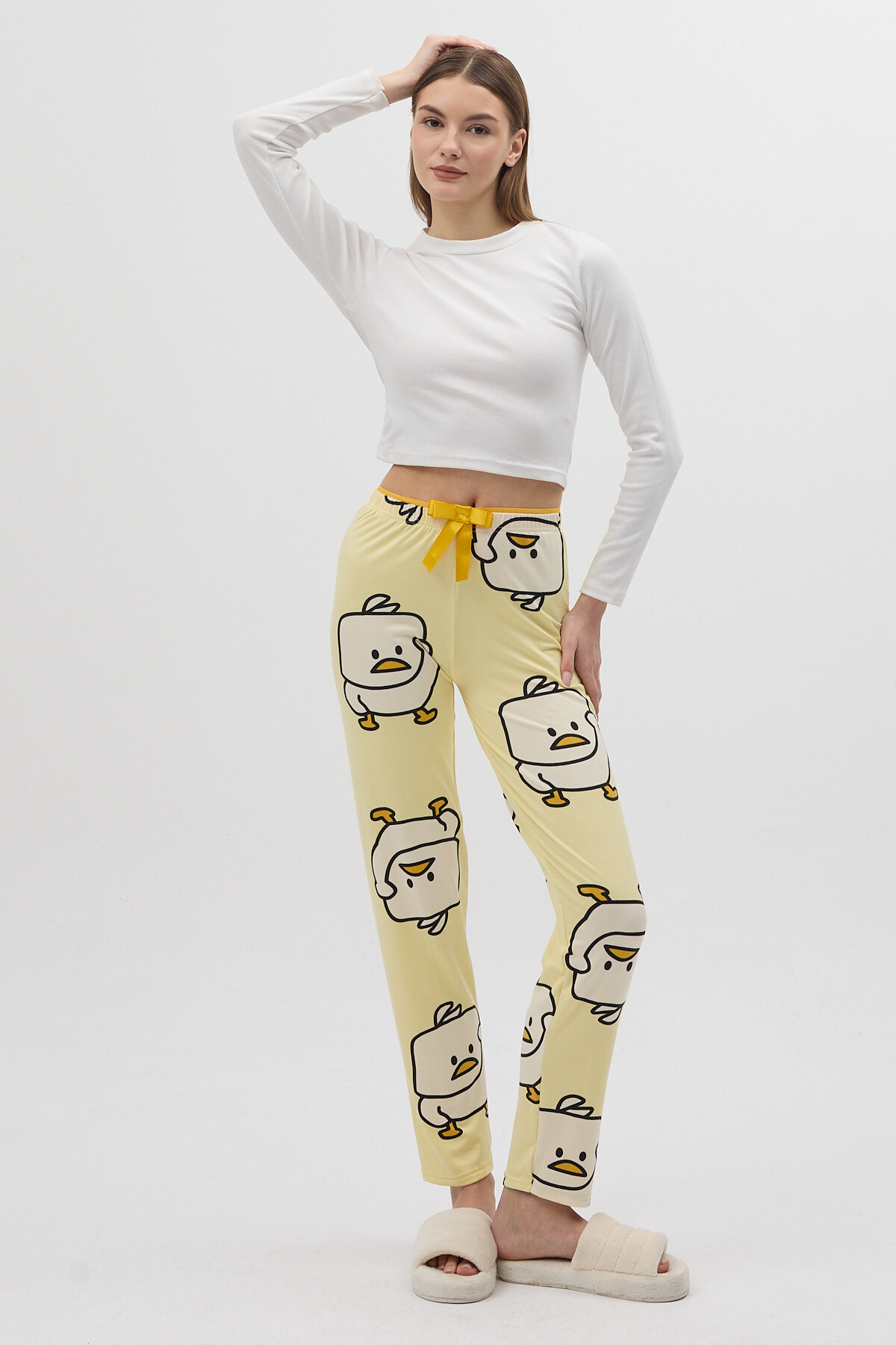 Sarı Ördek Desenli Kadın Pijama Altı 4540 - 5
