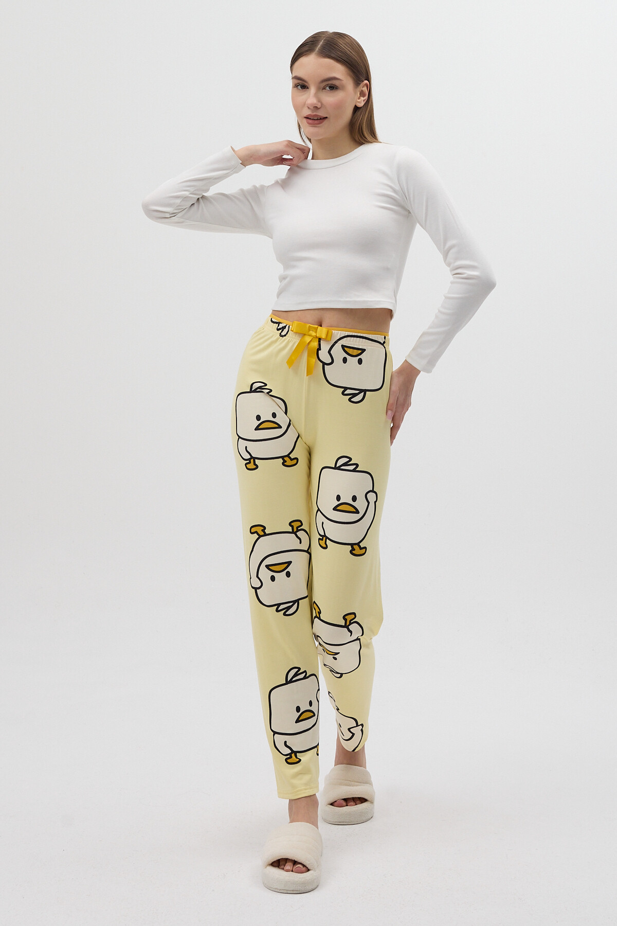 Sarı Ördek Desenli Kadın Pijama Altı 4540 - RAYS