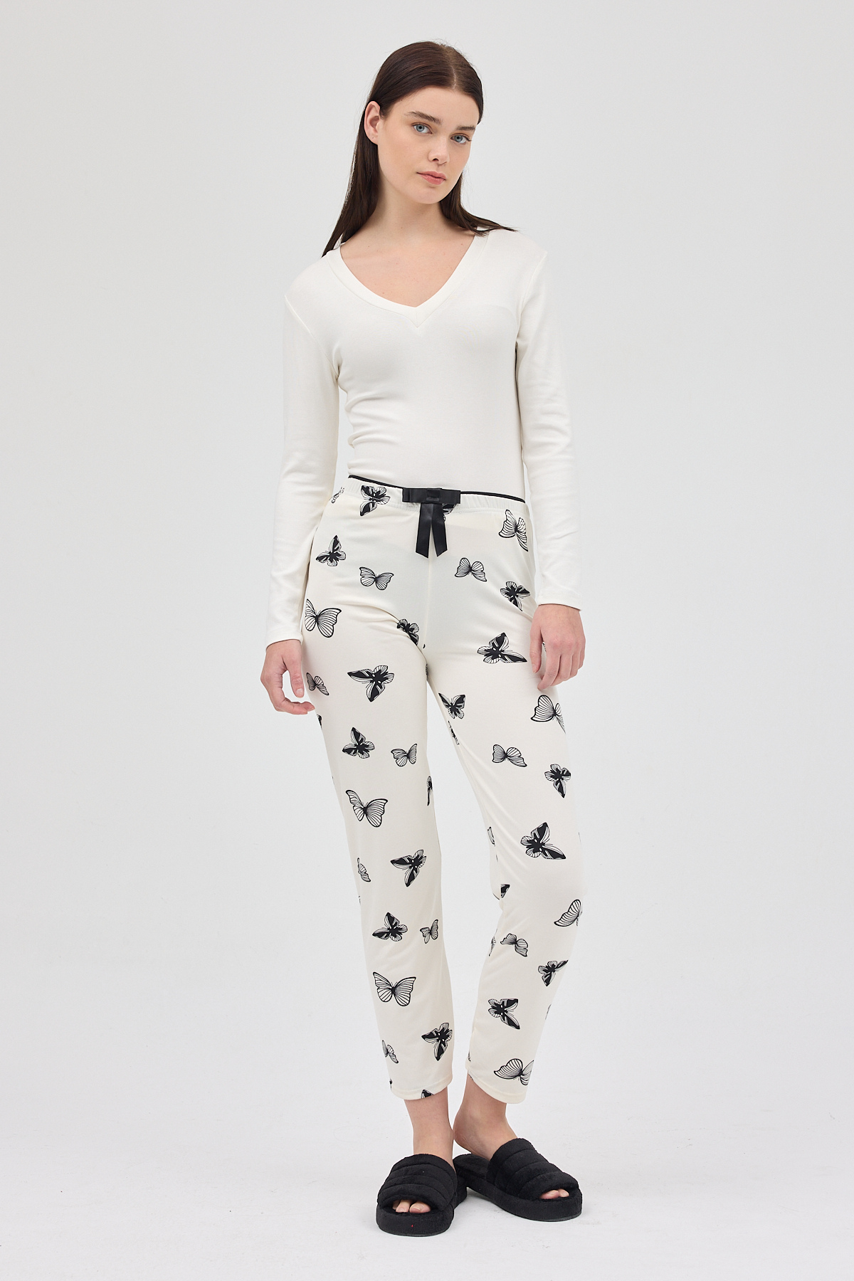 Beyaz Desenli Kadın Pijama 4541 - 6