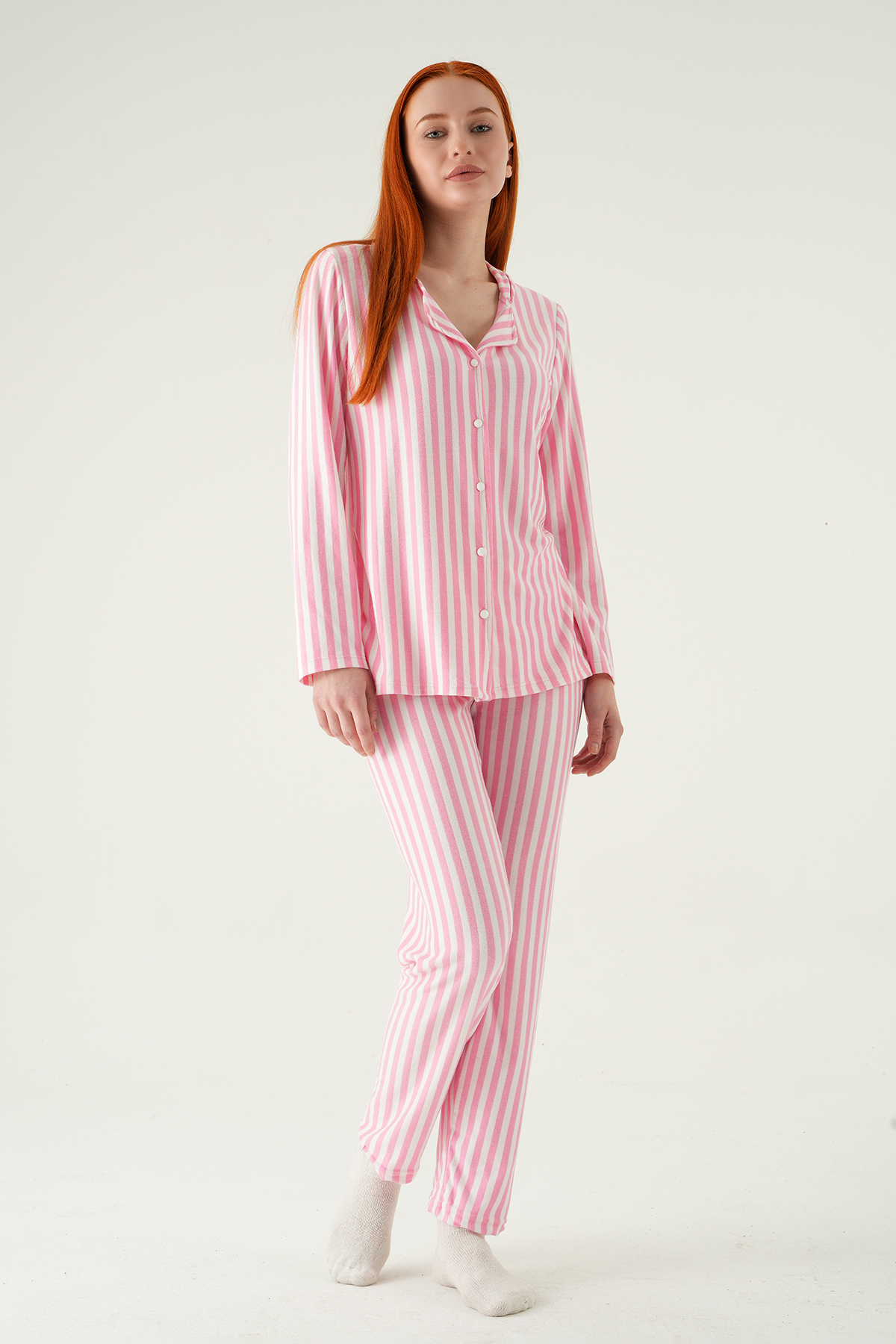 4542 Çizgili Pijama Takımı Pembe - RAYS