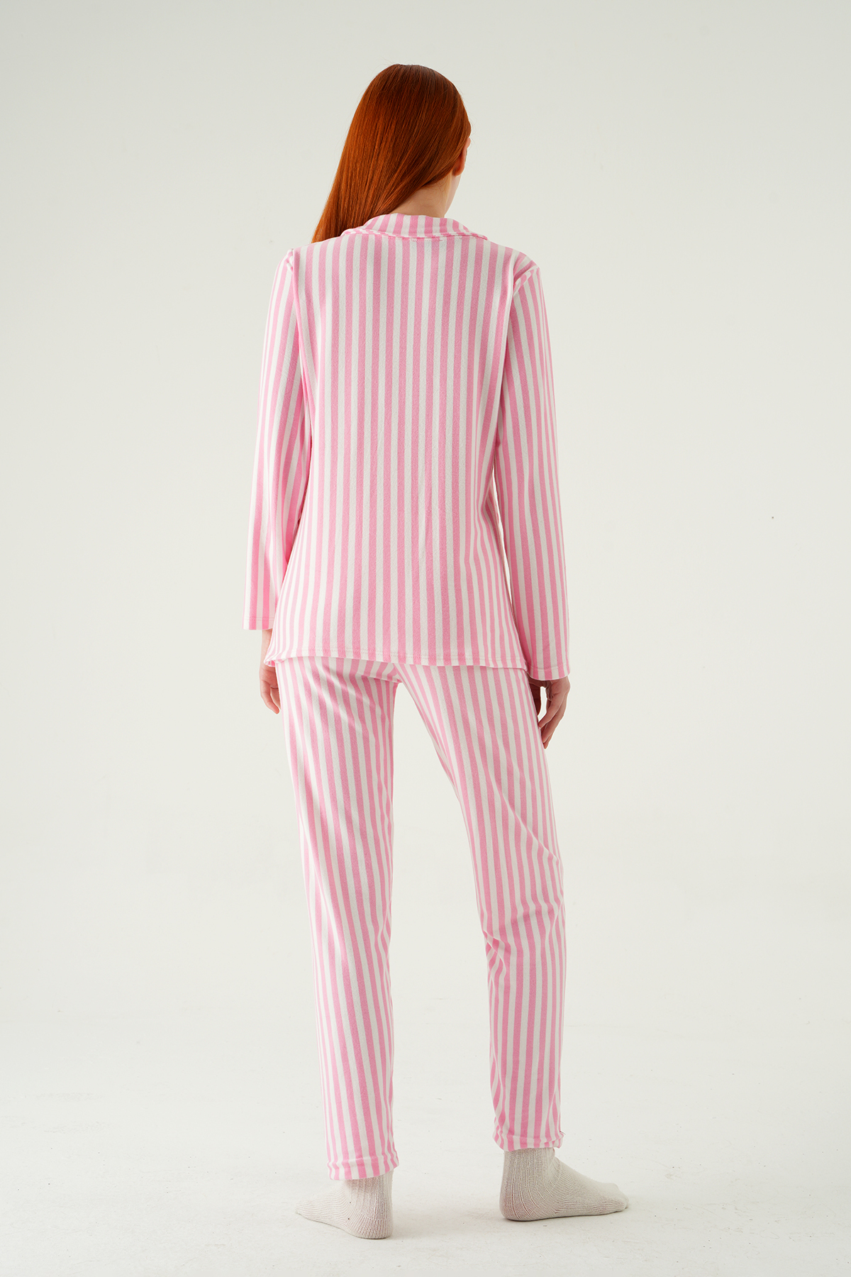 Çizgili Pijama Takımı 4542 Pembe - 5