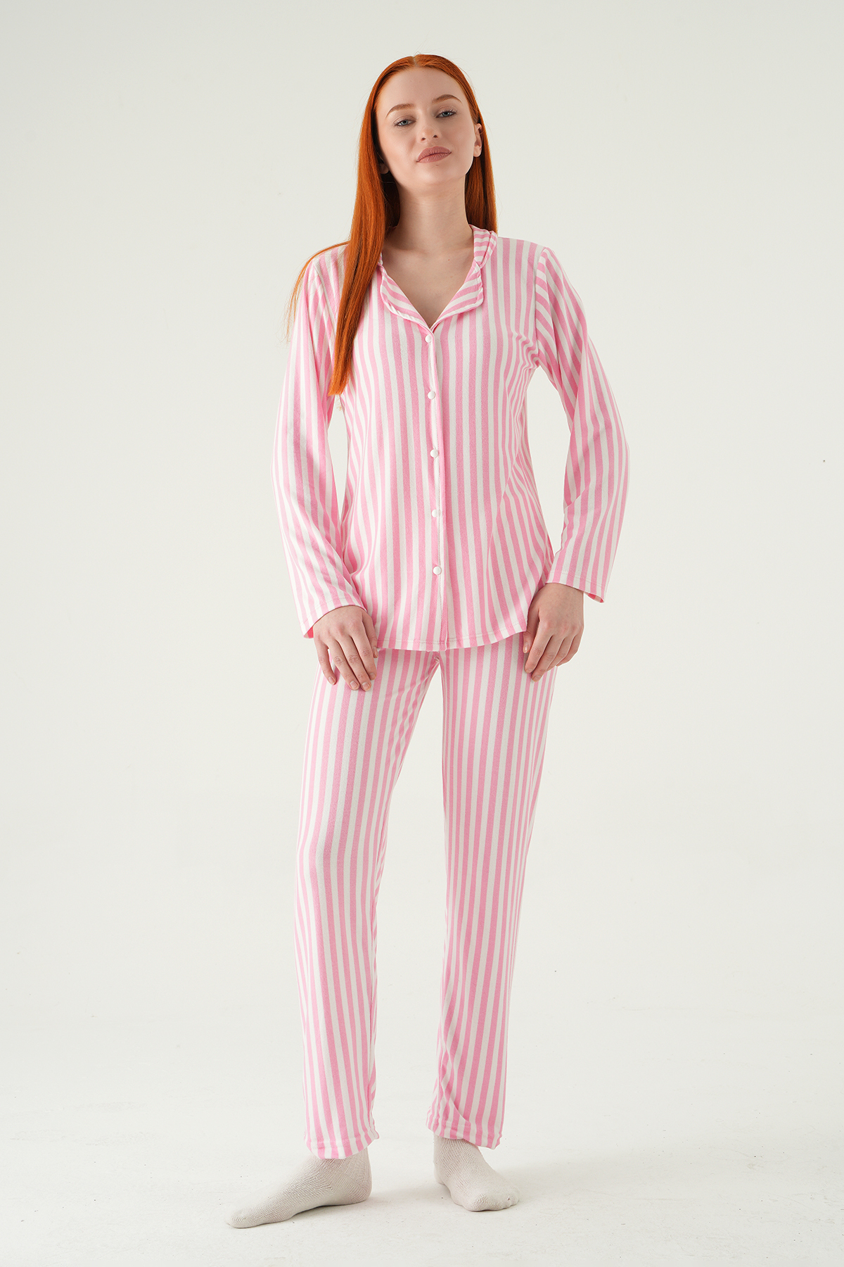 Çizgili Pijama Takımı 4542 Pembe - 6