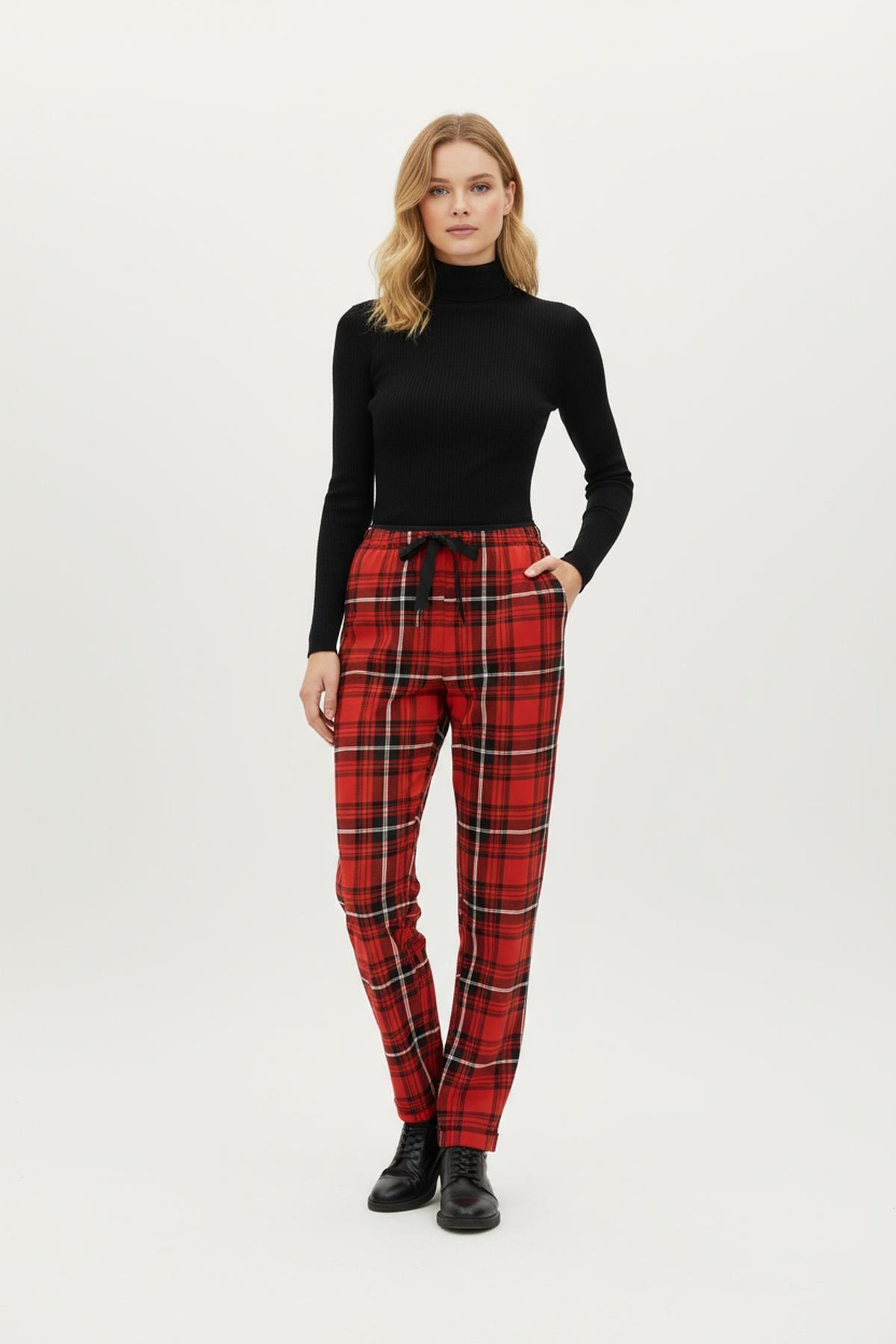 4543 Ecose Desen Pijama Kırmızı - 1