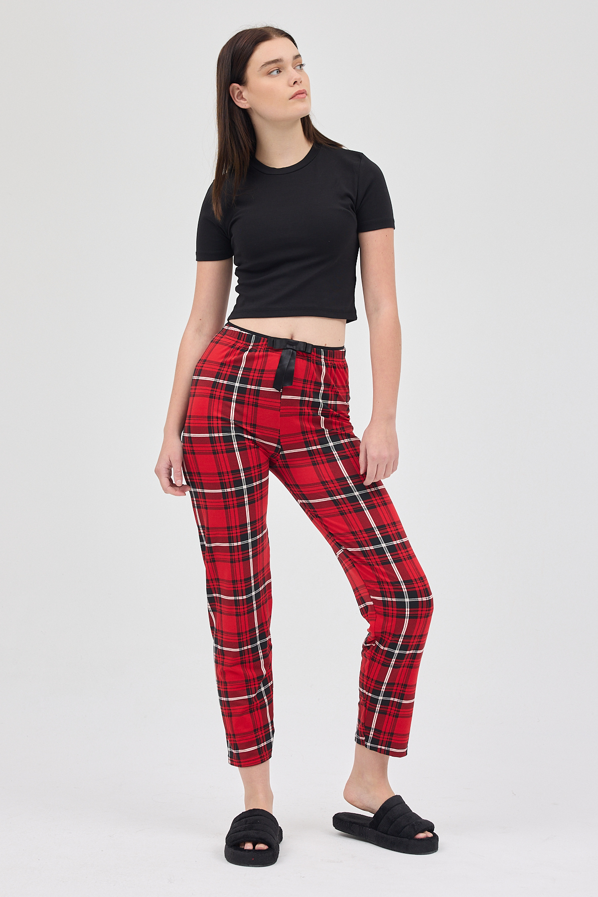 Kırmızı Desenli Kadın Pijama 4543 - 7