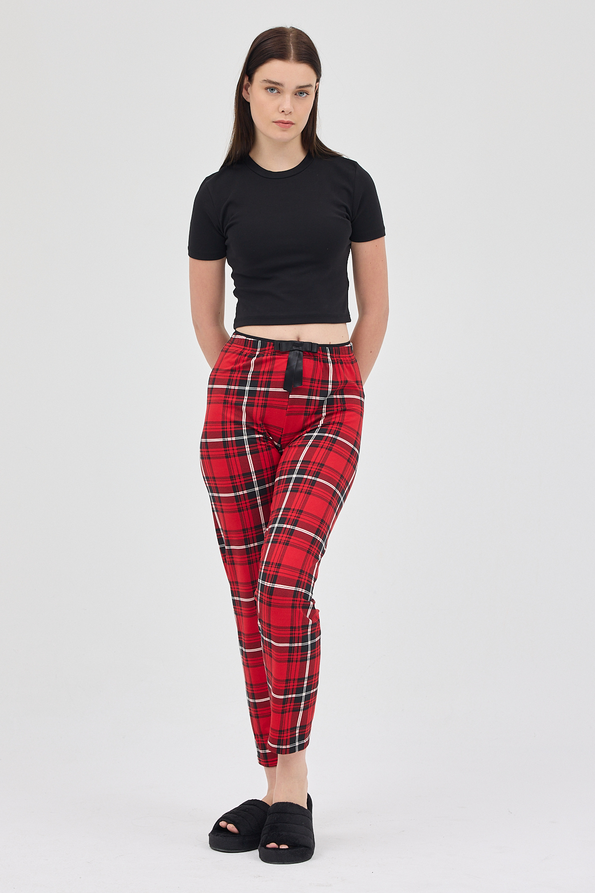 Kırmızı Desenli Kadın Pijama 4543 - 6