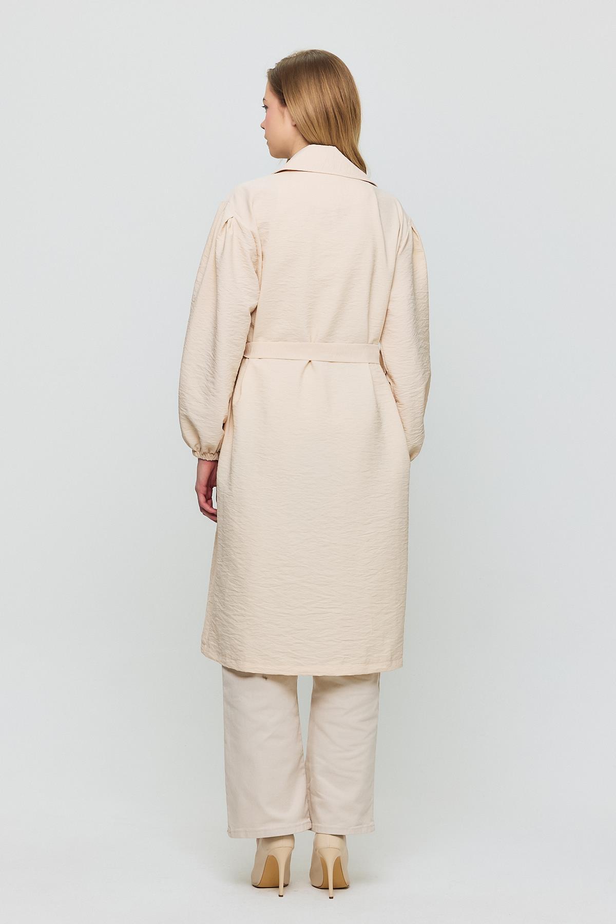 Taş Kuşaklı Kol Lastikli Trençkot 4579A - 5