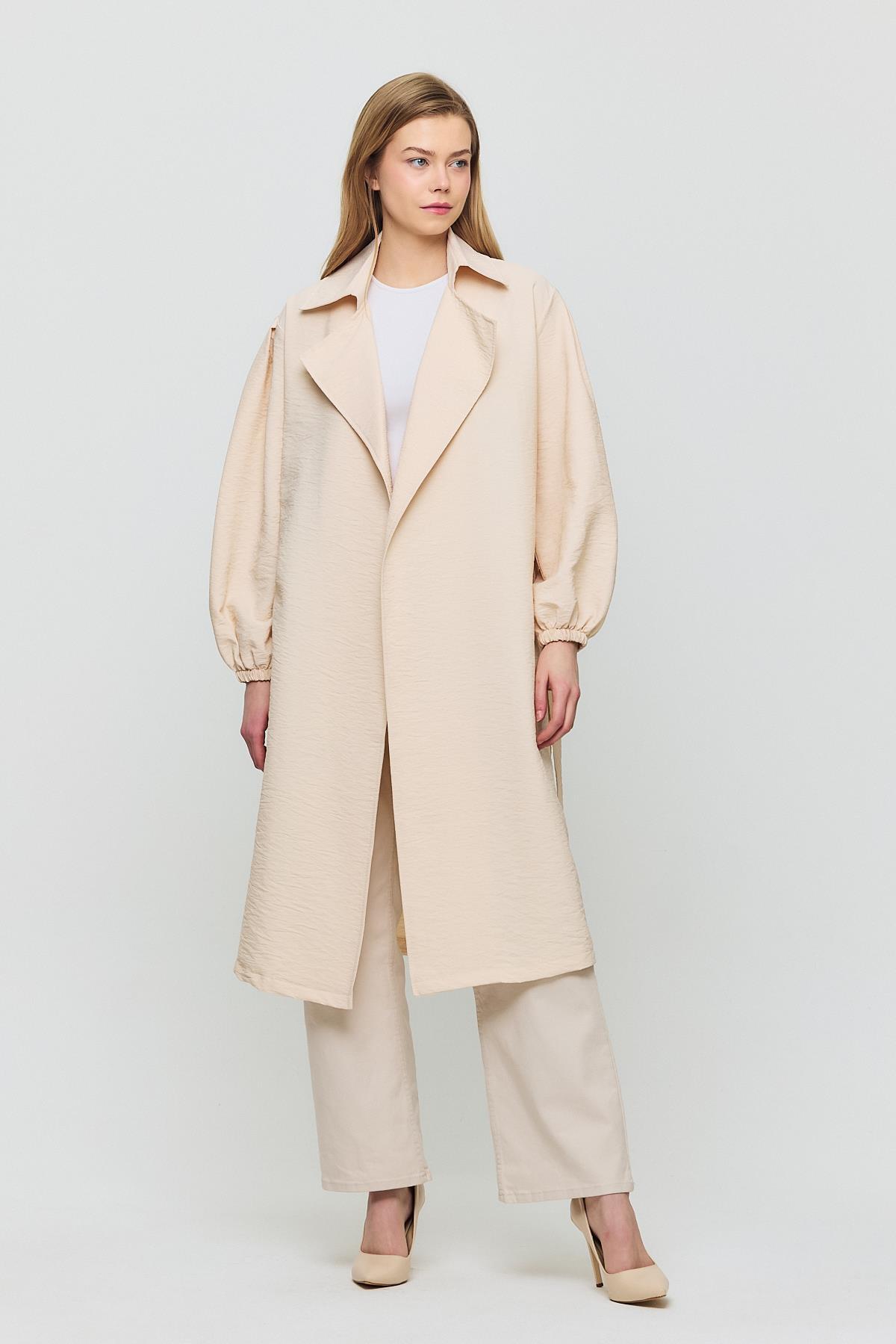 Taş Kuşaklı Kol Lastikli Trençkot 4579A - 6