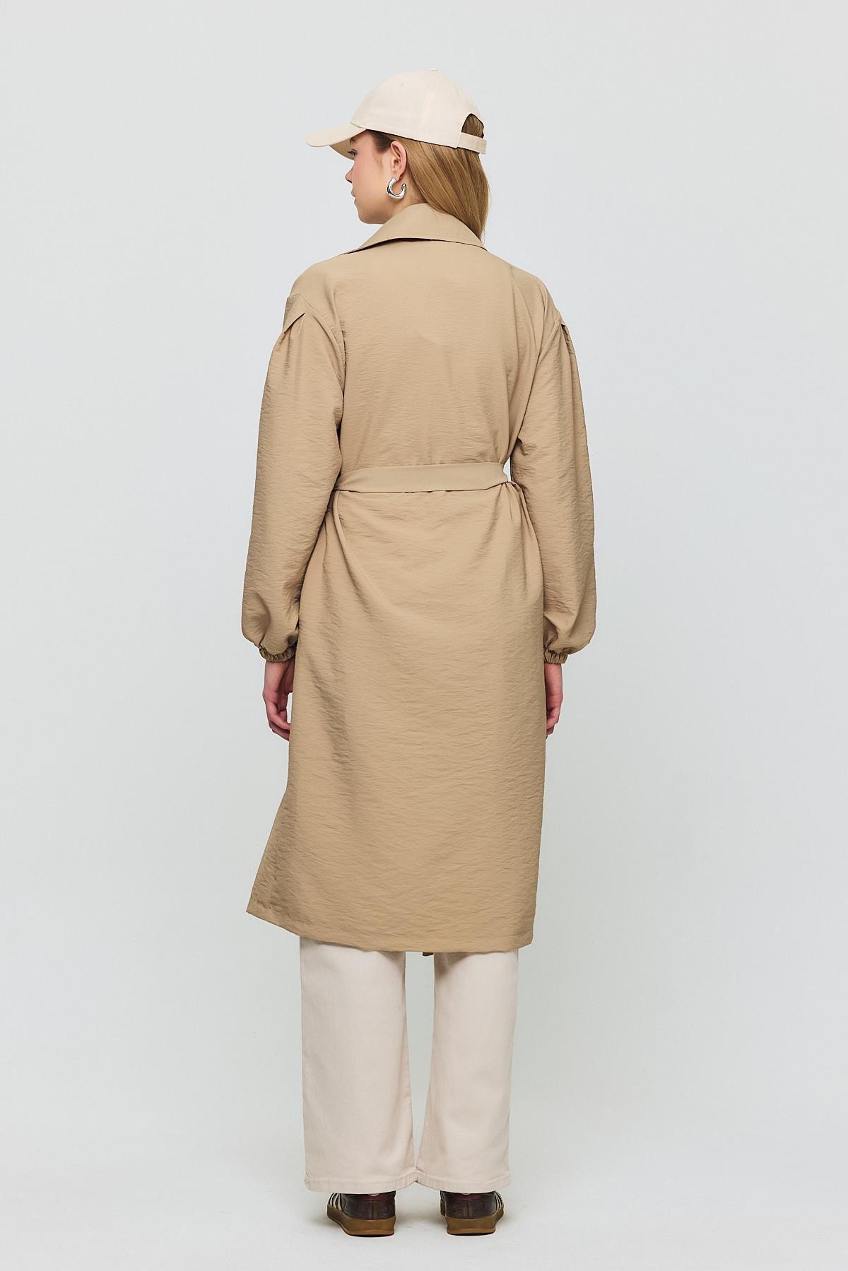 Vizon Kuşaklı Kol Lastikli Trençkot 4579A - 5