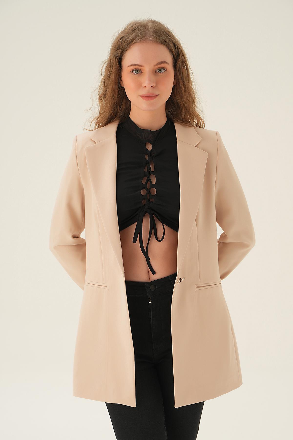 Taş Kol Leopar Detay Ceket 4584 - 3