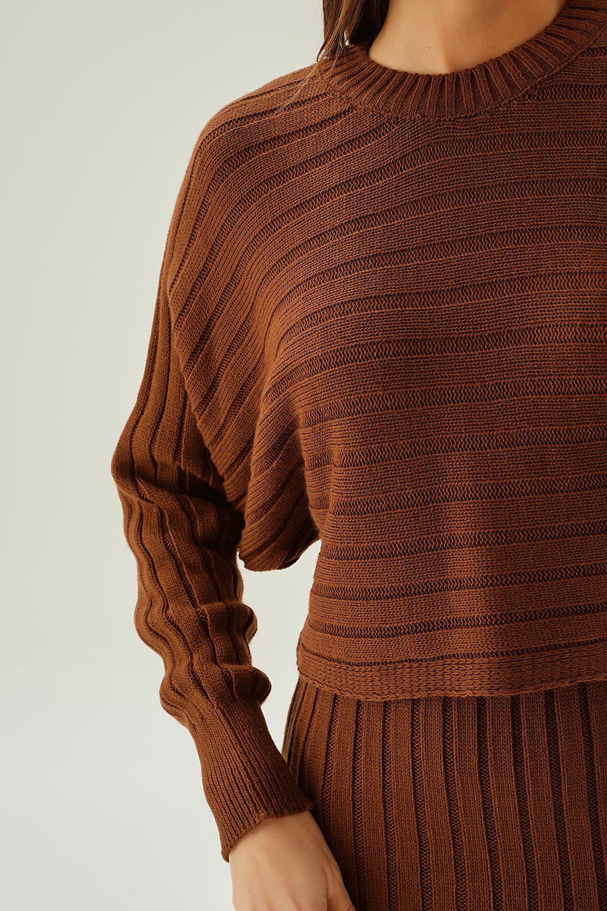 4595 Kazak Elbise Takım Kahve - 6