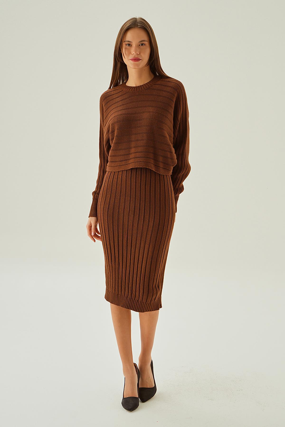 Kahve Kazak Elbise Takım 4595 