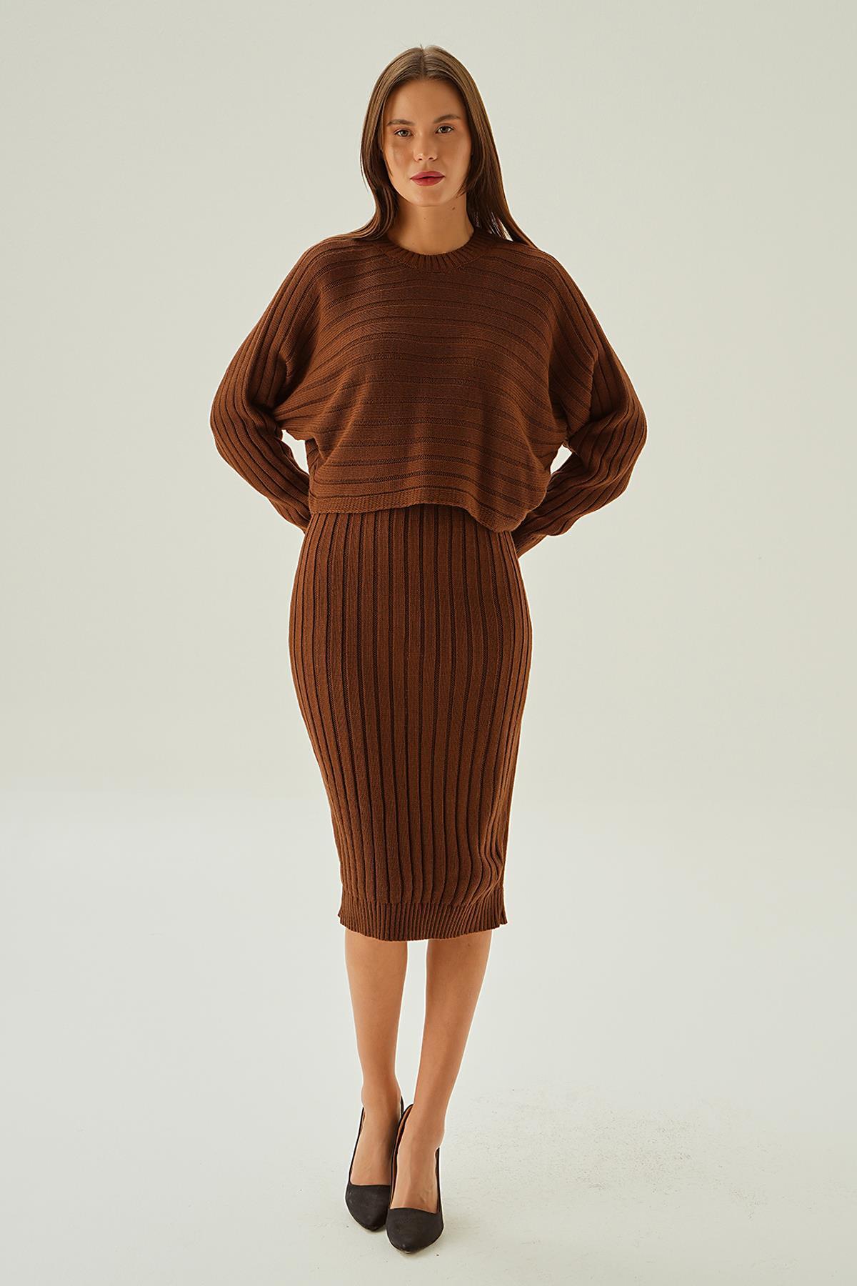 Kahve Kazak Elbise Takım 4595 - 2