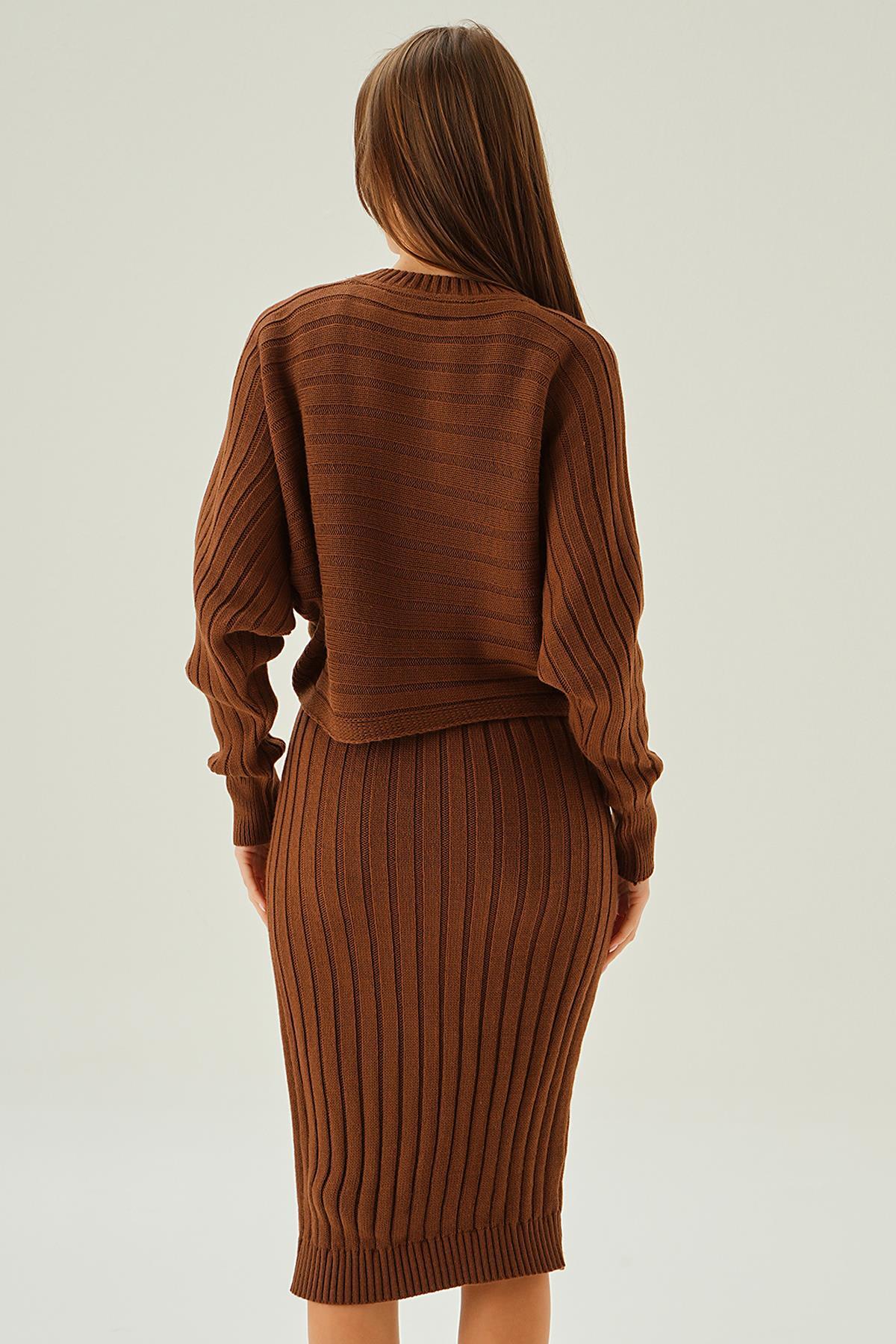 Kahve Kazak Elbise Takım 4595 - 3