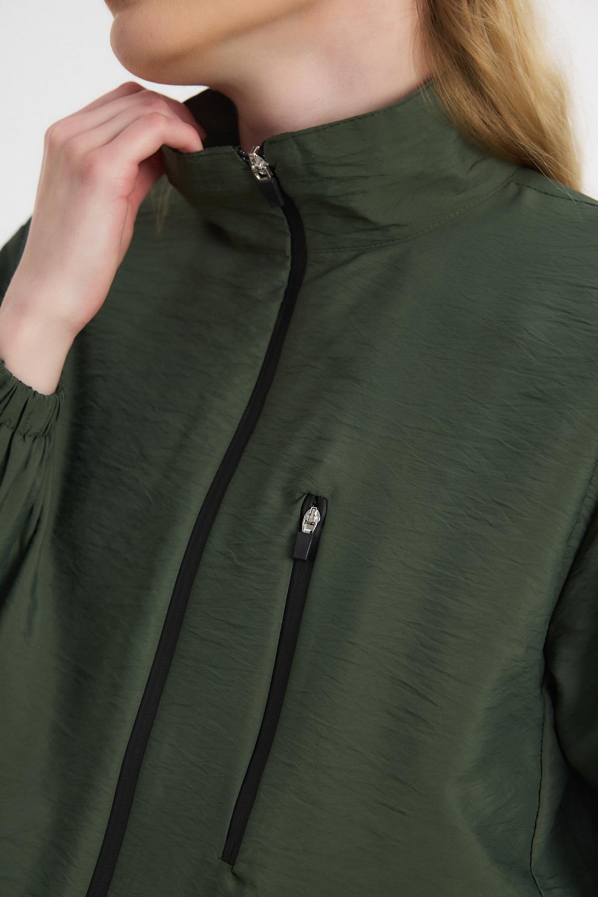 Haki Kol Lastikli Cepli Ceket 4611A - 4