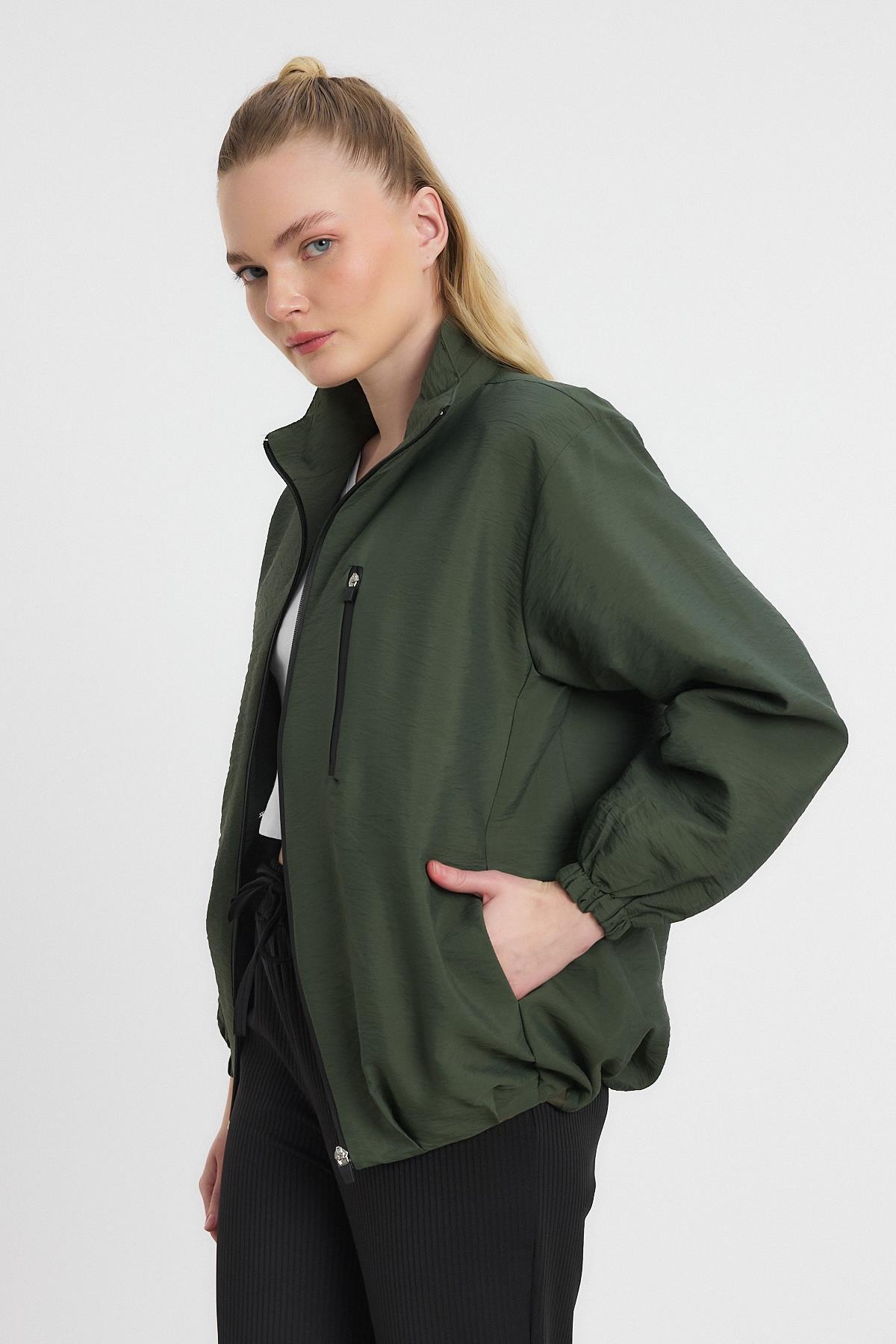 Haki Kol Lastikli Cepli Ceket 4611A - 7