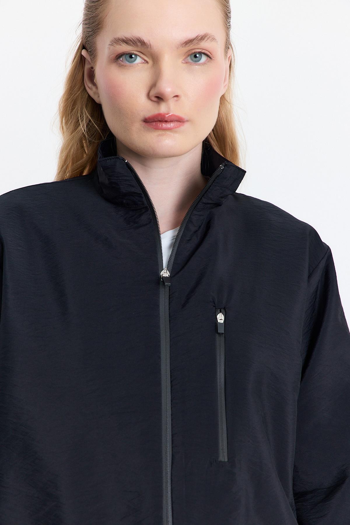 4611A Kol Lastikli Cepli Ceket Siyah - RAYS