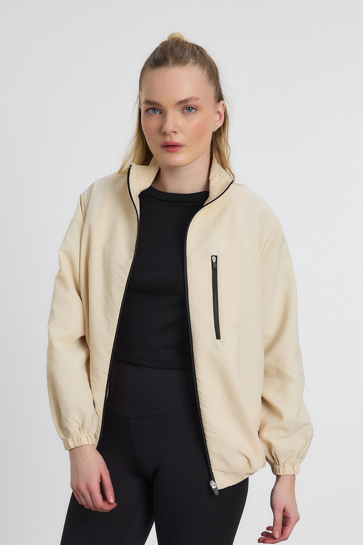 4611A Kol Lastikli Cepli Ceket Taş - RAYS