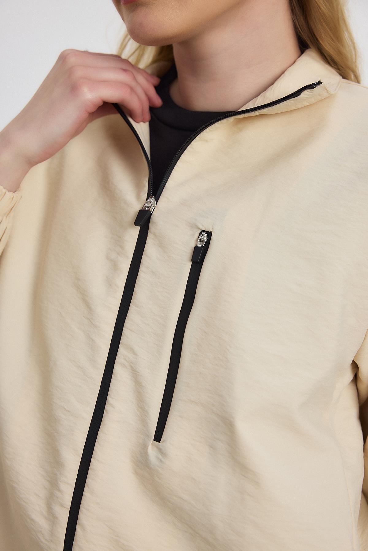 4611A Kol Lastikli Cepli Ceket Taş - RAYS