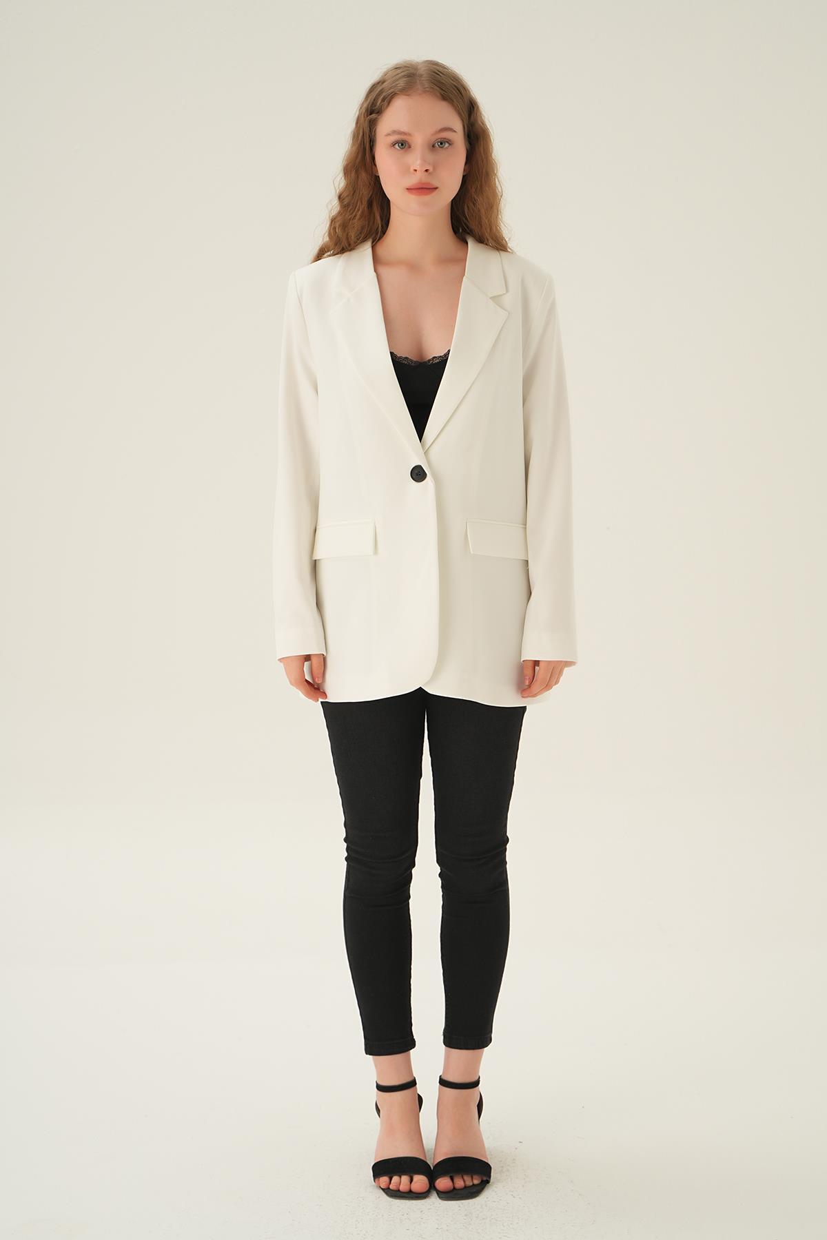 Ekru Cepli Klasik Ceket 4618 - 2