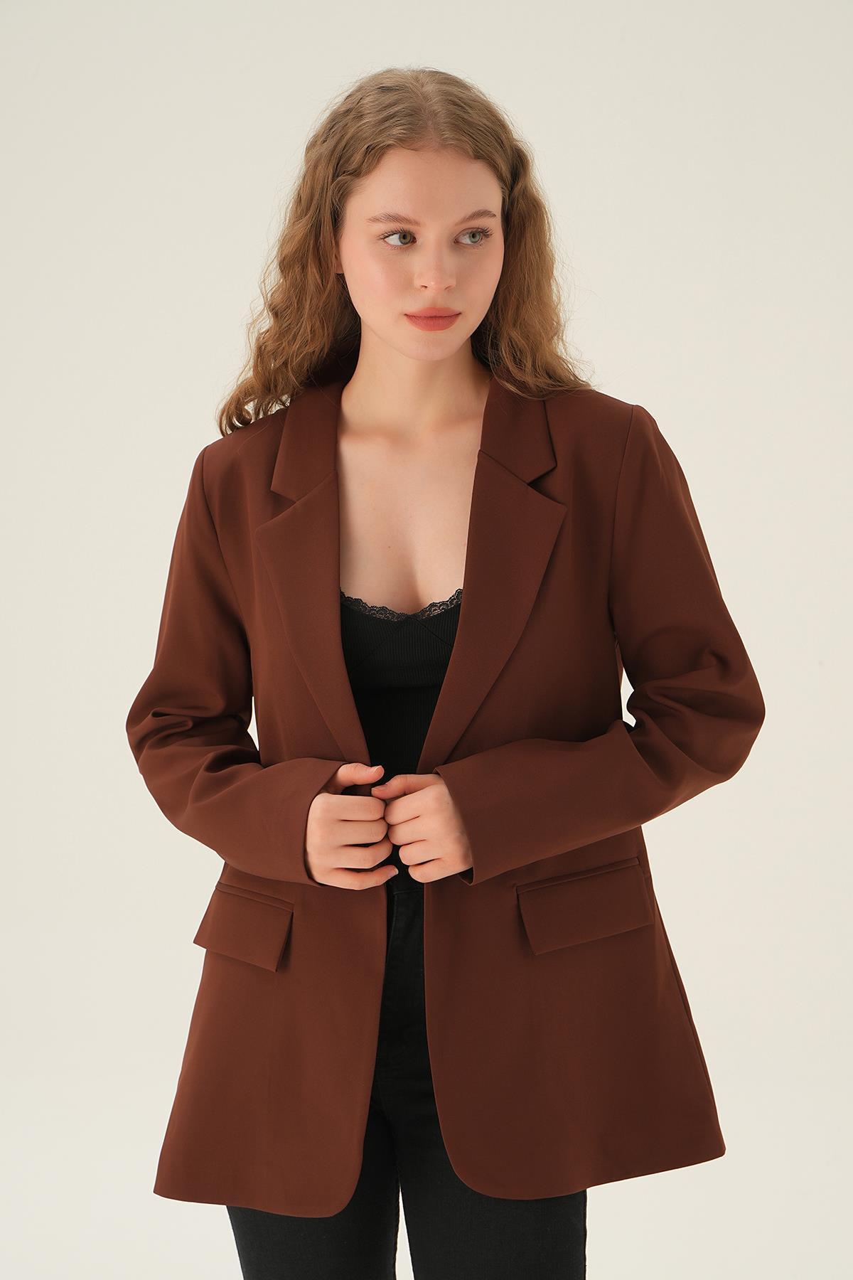 4618 Cepli Klasik Ceket Kahve 