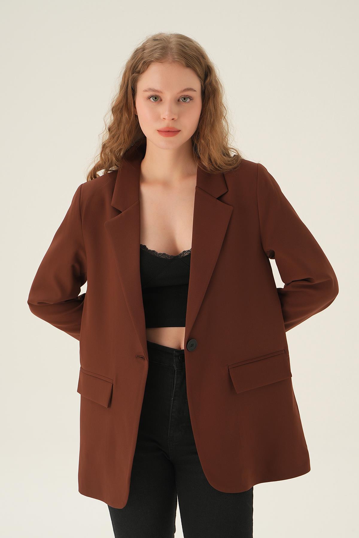 Kahve Cepli Klasik Ceket 4618 - 2