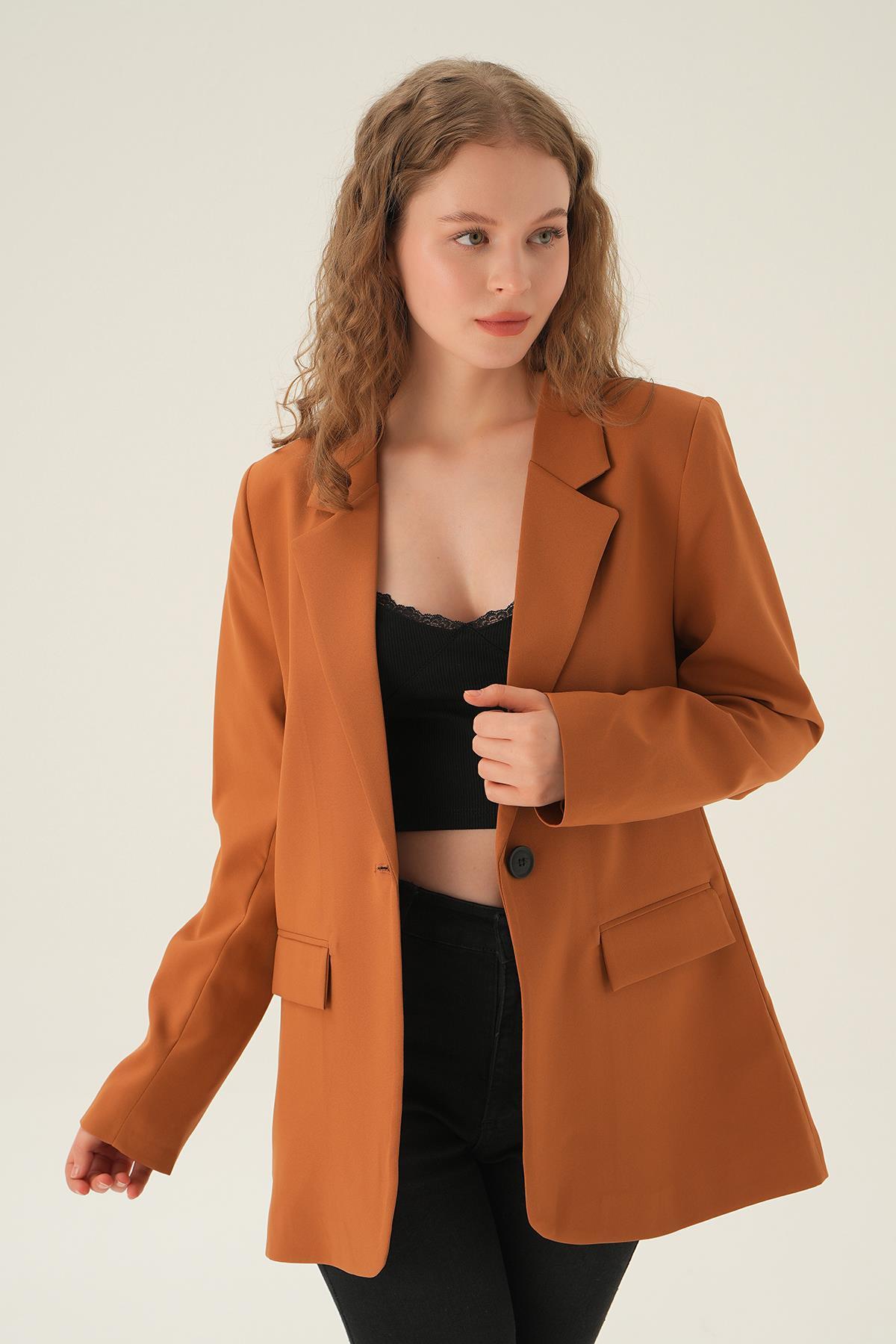 4618 Cepli Klasik Ceket Taba - 3