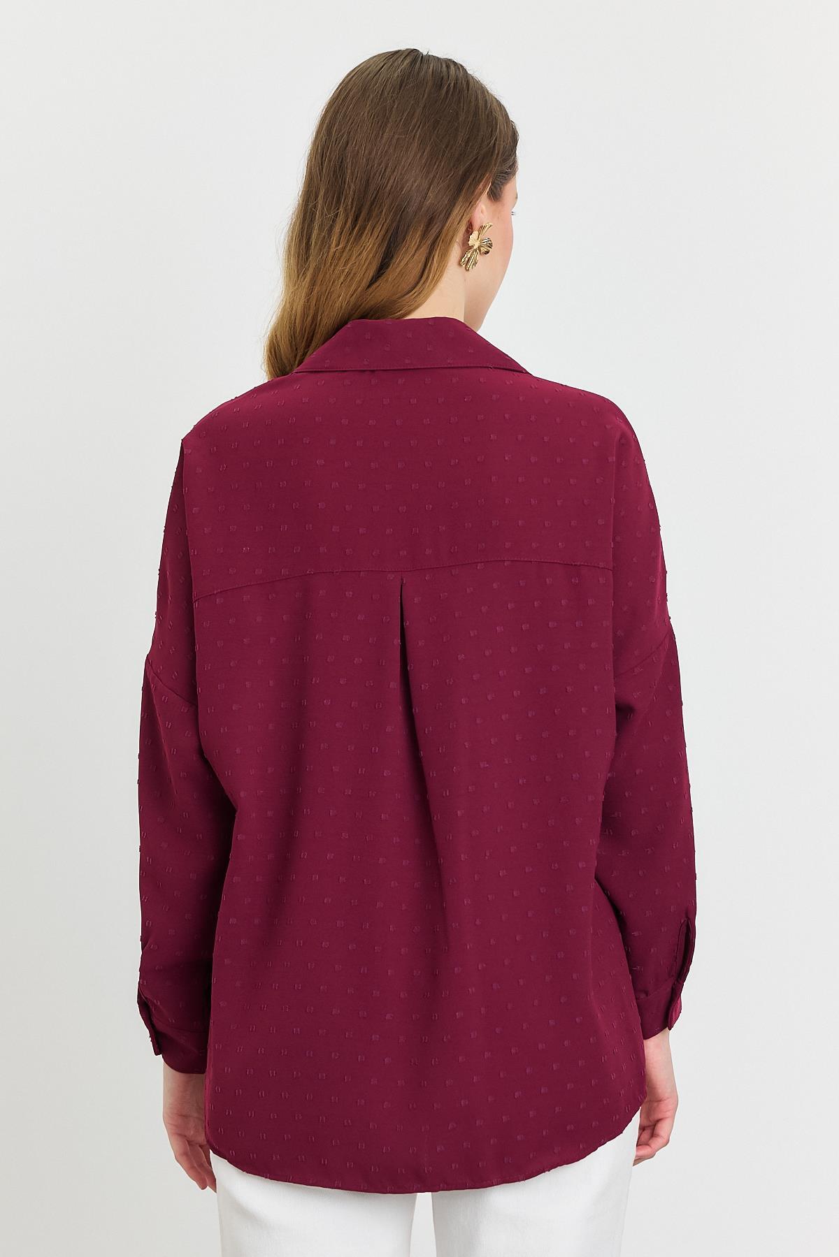 Bordo Desenli Salaş Gömlek 4635A - 5