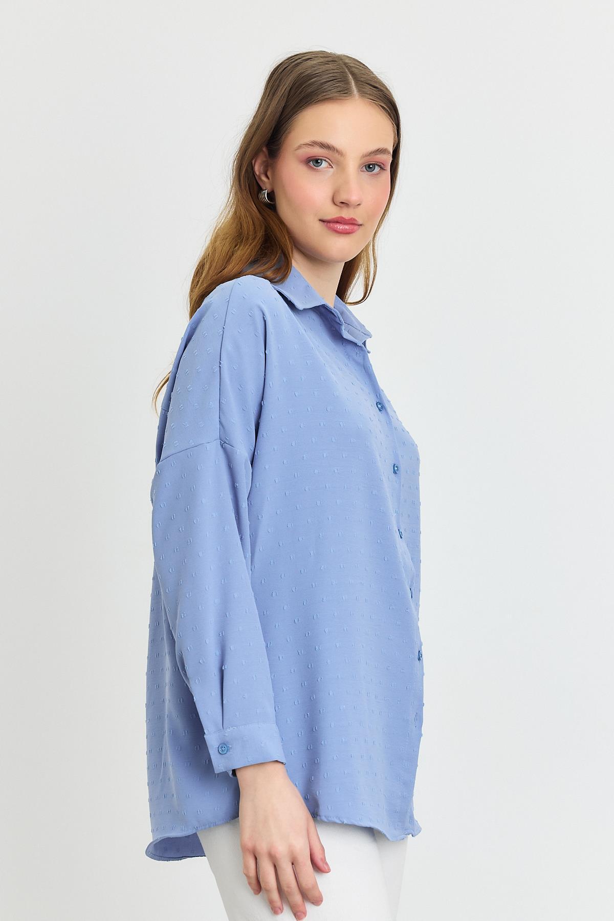 4635A Desenli Salaş Gömlek Mavi - RAYS