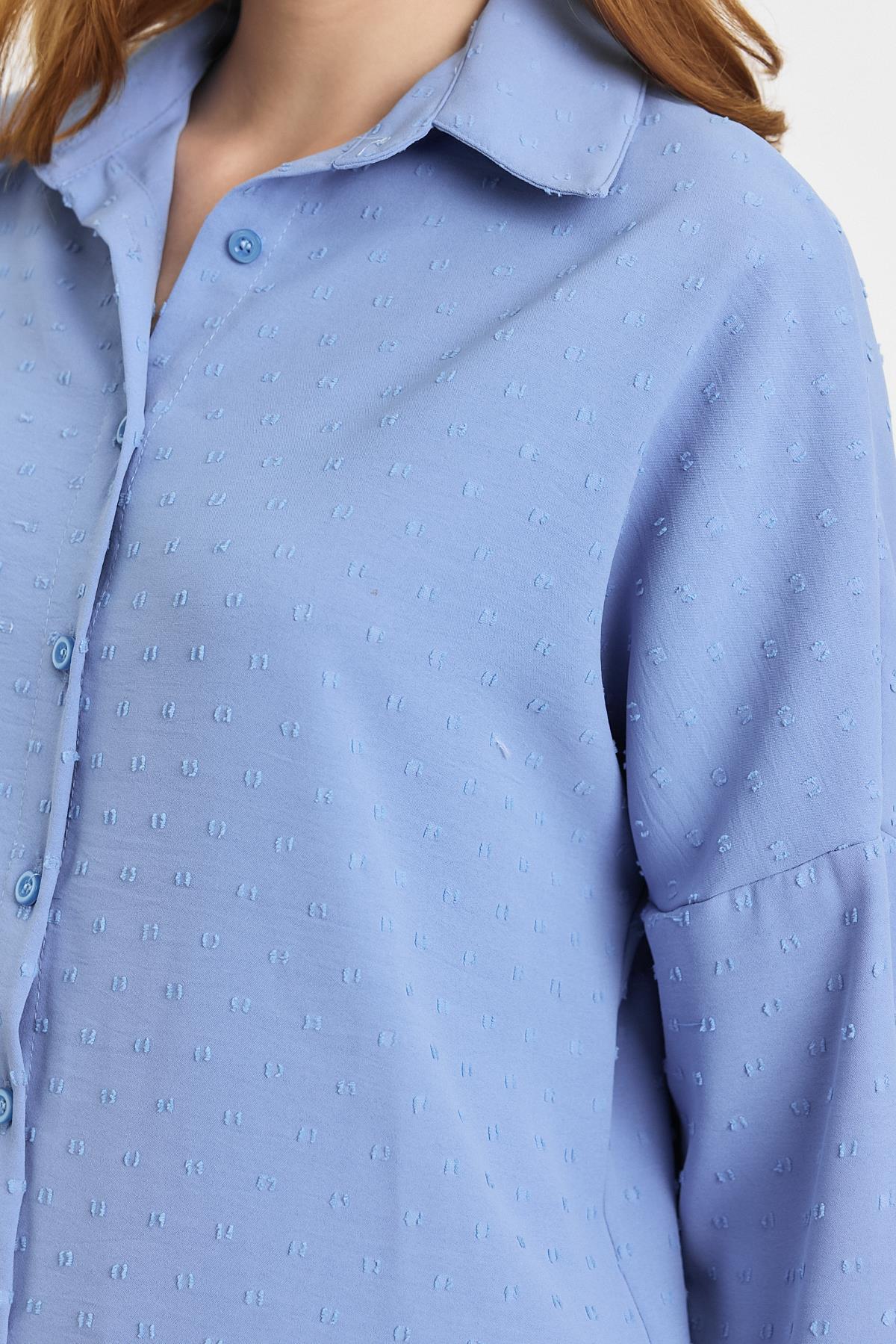4635A Desenli Salaş Gömlek Mavi - 4