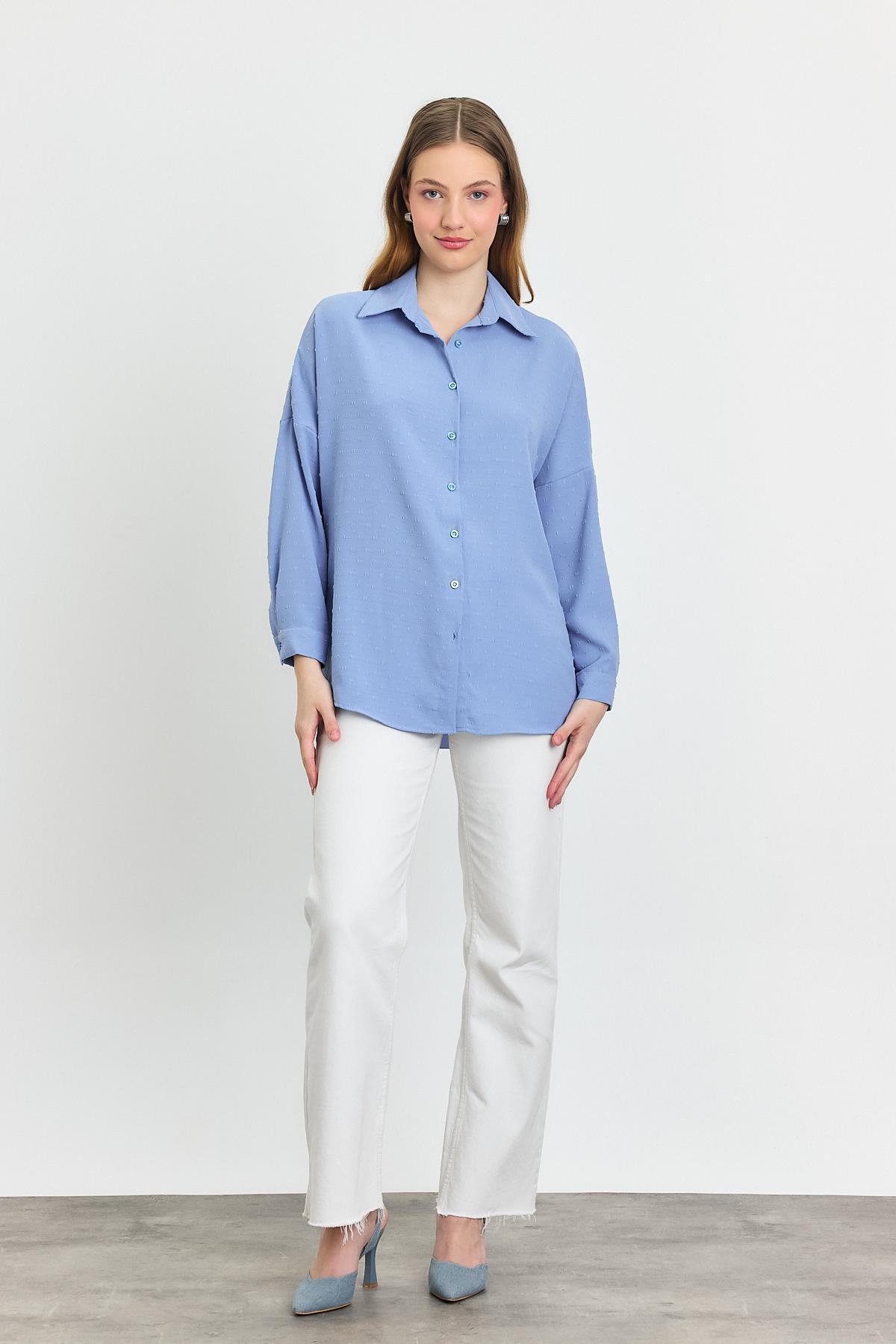 Mavi Desenli Salaş Gömlek 4635A - 6