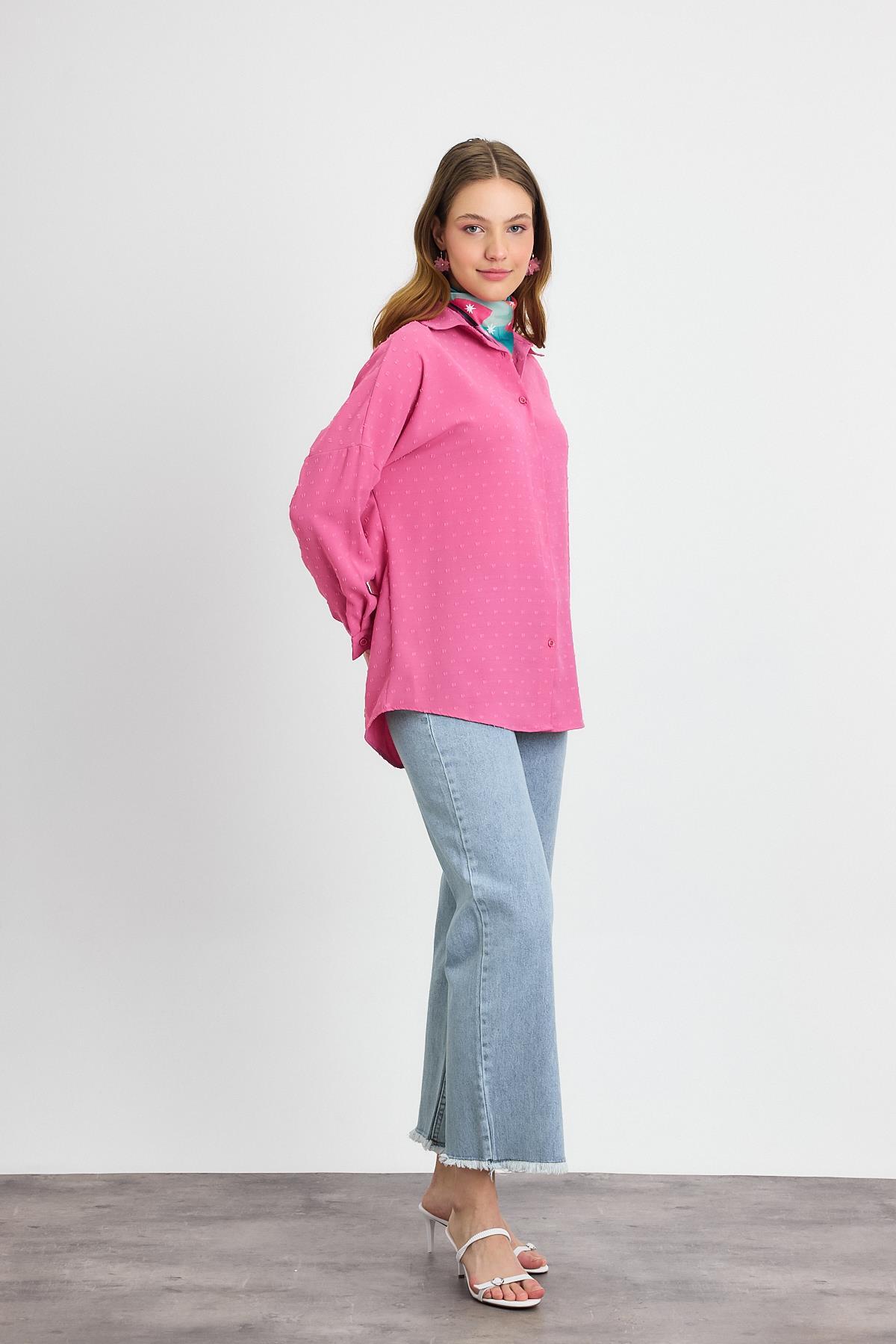 Desenli Salaş Gömlek 4635A Pembe - 2