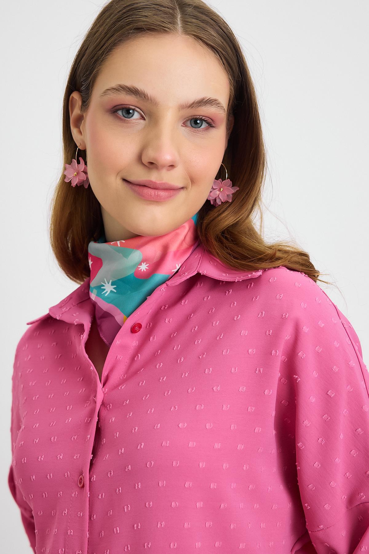 Desenli Salaş Gömlek 4635A Pembe - RAYS