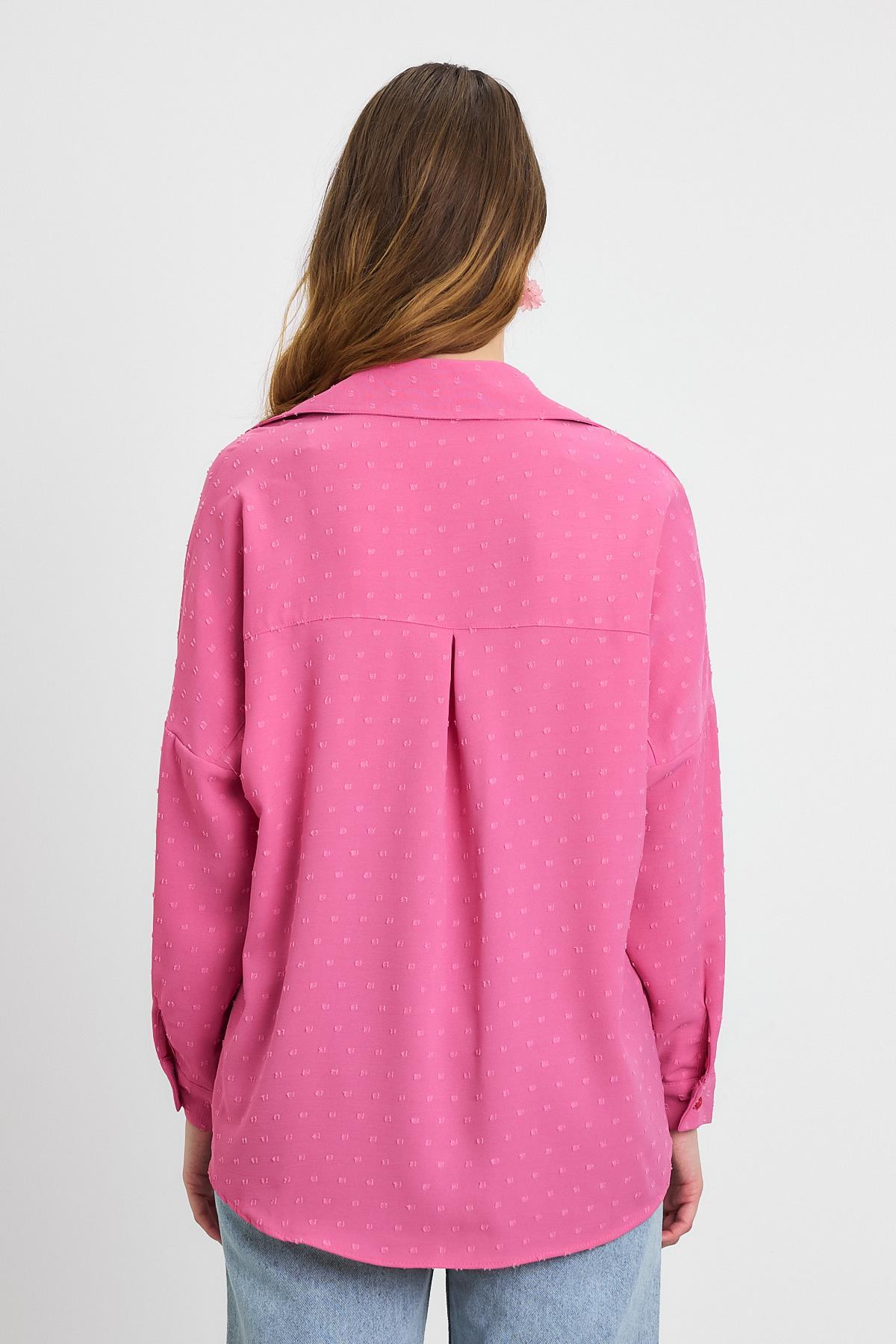 Desenli Salaş Gömlek 4635A Pembe - 5