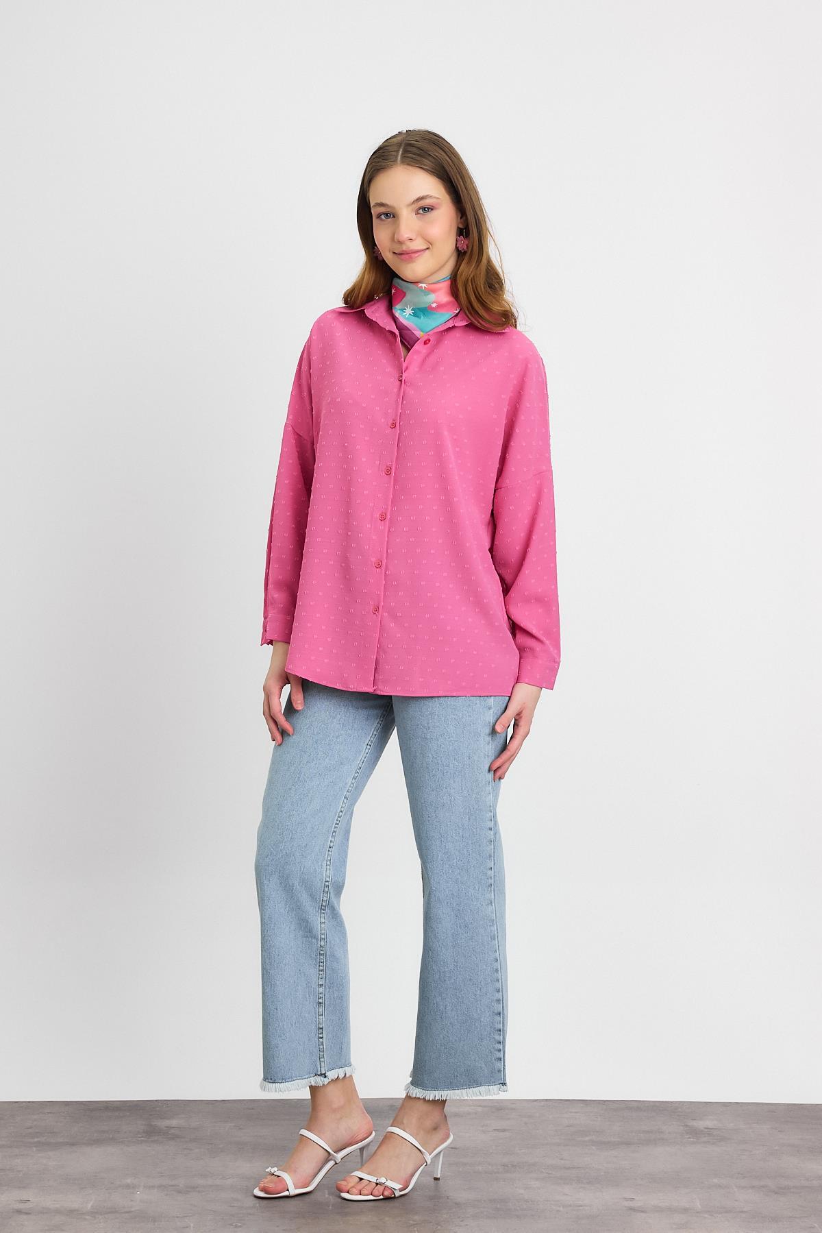 Desenli Salaş Gömlek 4635A Pembe - 7