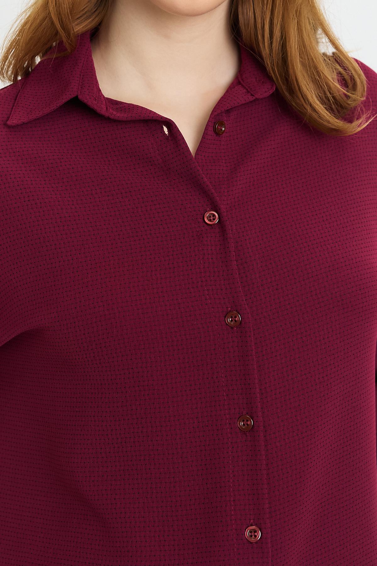 4636A Çizgi Desenli Gömlek Bordo - 4