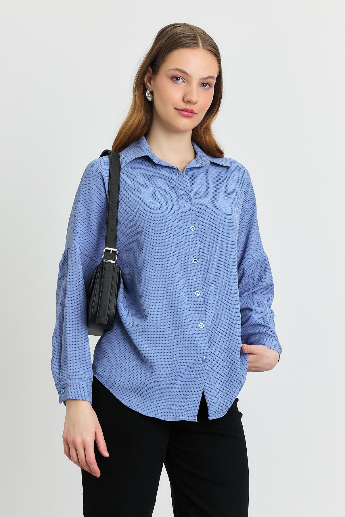 4636A Çizgi Desenli Gömlek Mavi - 7